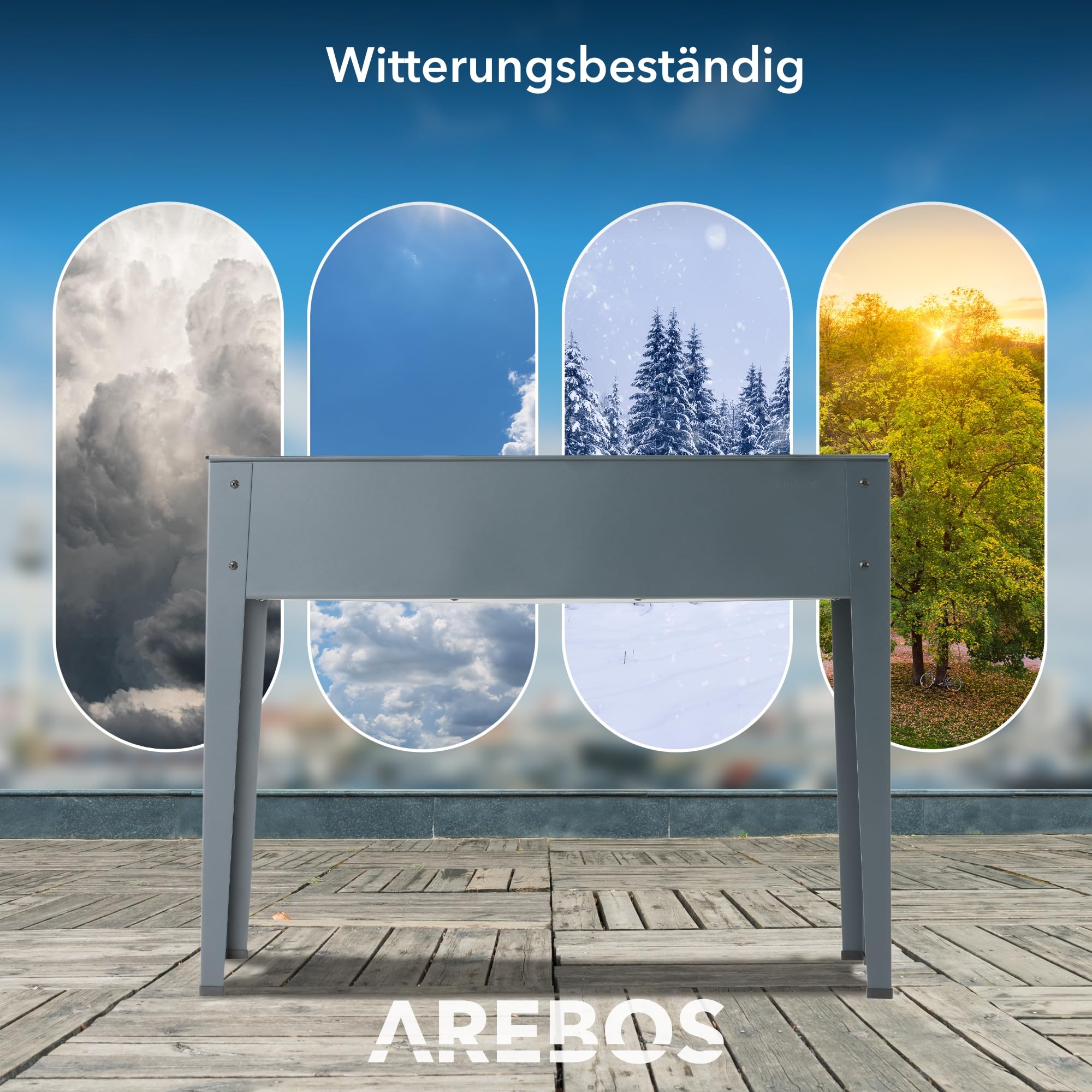 Arebos Hochbeet 101,5 x 26 x 80 cm | Frühbeet Kräuterbeet Pflanzenbeet Blumenkasten Garten Terassen Gemüsebeet Gartenbeet Blumenkübel für Balkon | ideal für den Anbau von Gemüse Obst Kräutern