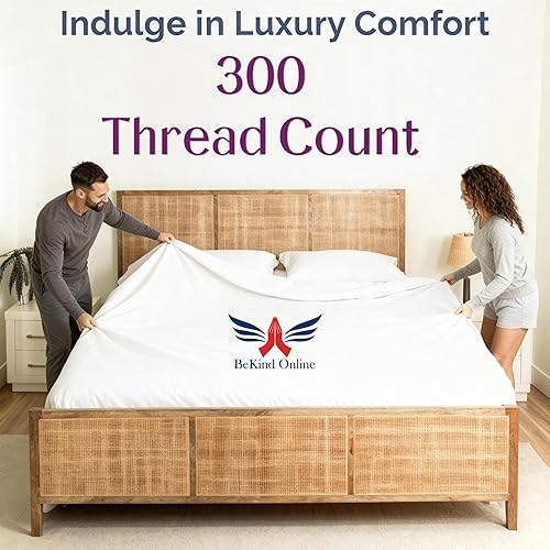 Miniatura 4 de Alberta King Percale Sheets Set  100% Organic Long Staple Percal Cotton, 300 Thread Count, Oversized 96 x 96 with 12 Deep Pockets, Soft, Crisp &