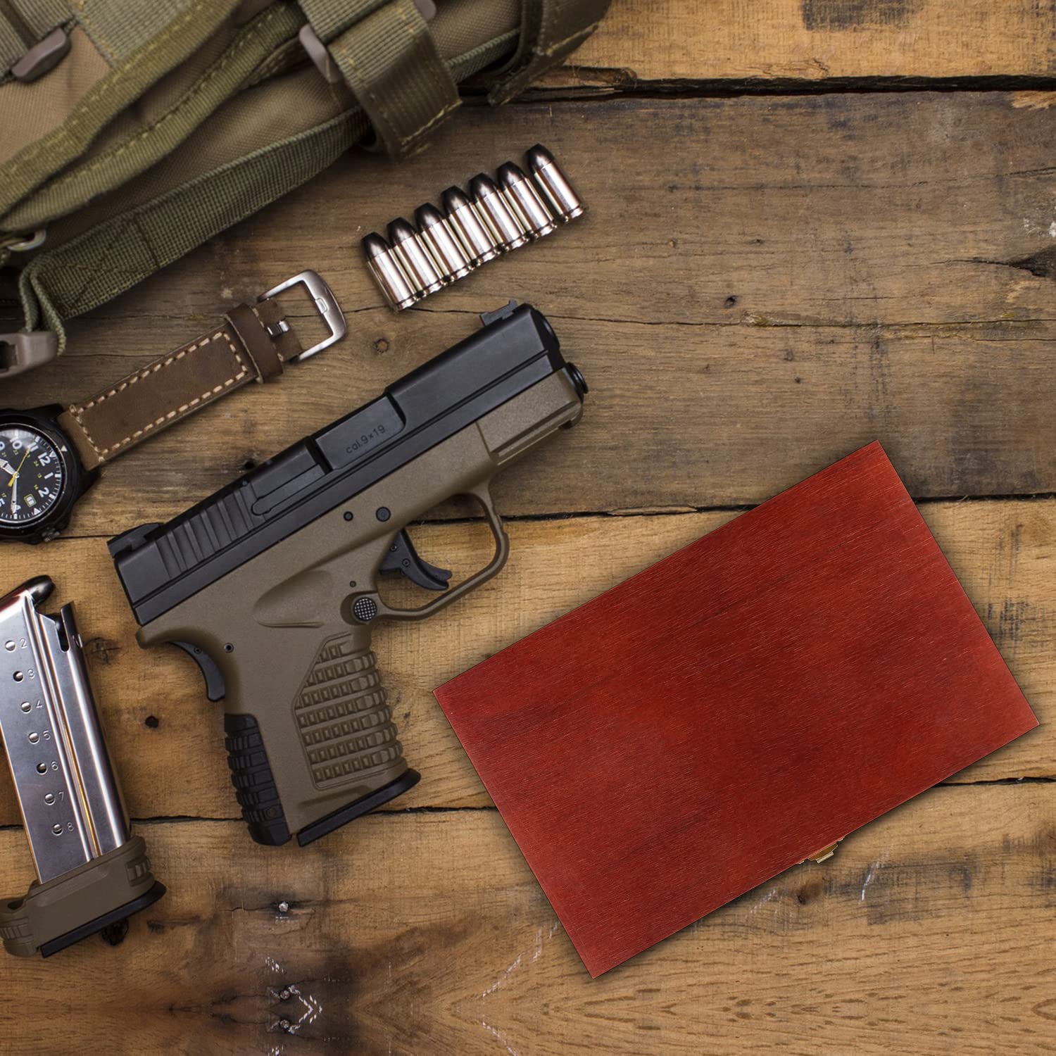 Fayelong Kit Pulizia Armi Universale Kit Pulizia Fucile Pistola per Tutti i Calibri 9x21 9x19/5.56mm 9mm/Calibro 12, Accessori per Fucili da Caccia con Custodia in Legno