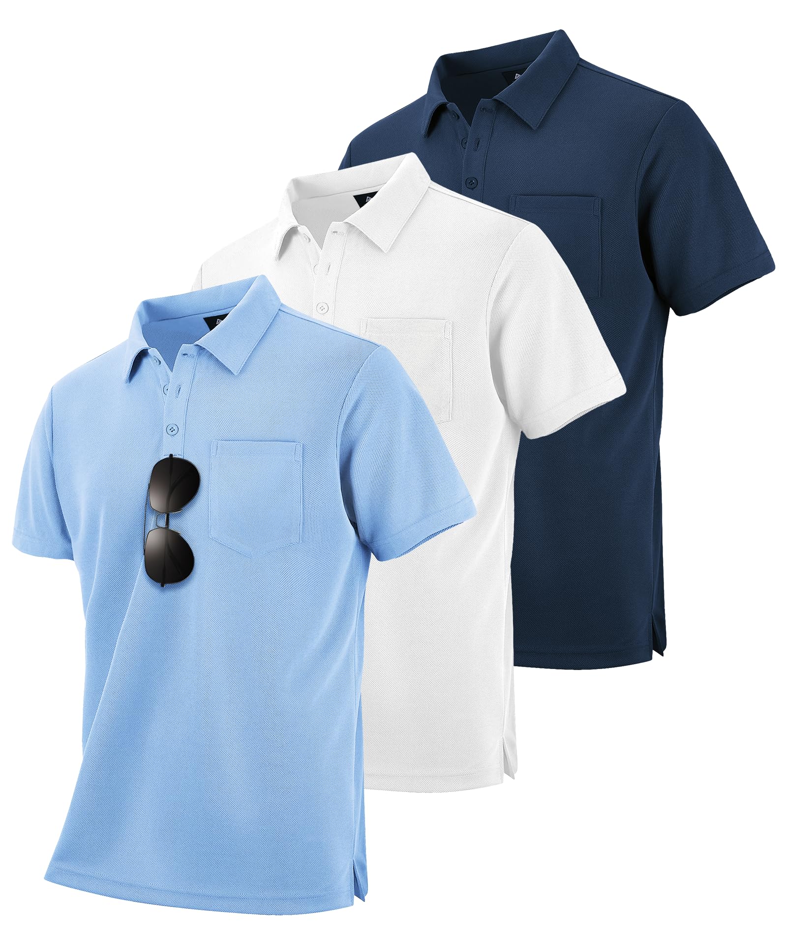 zitysport 3 Pack Polos Hombre Polo Golf Manga Corta Secado Rápido Transpirable Hombre Regular Fit Camisas Polos Trabajo Hombre Verano Deporte Camiseta Hombre