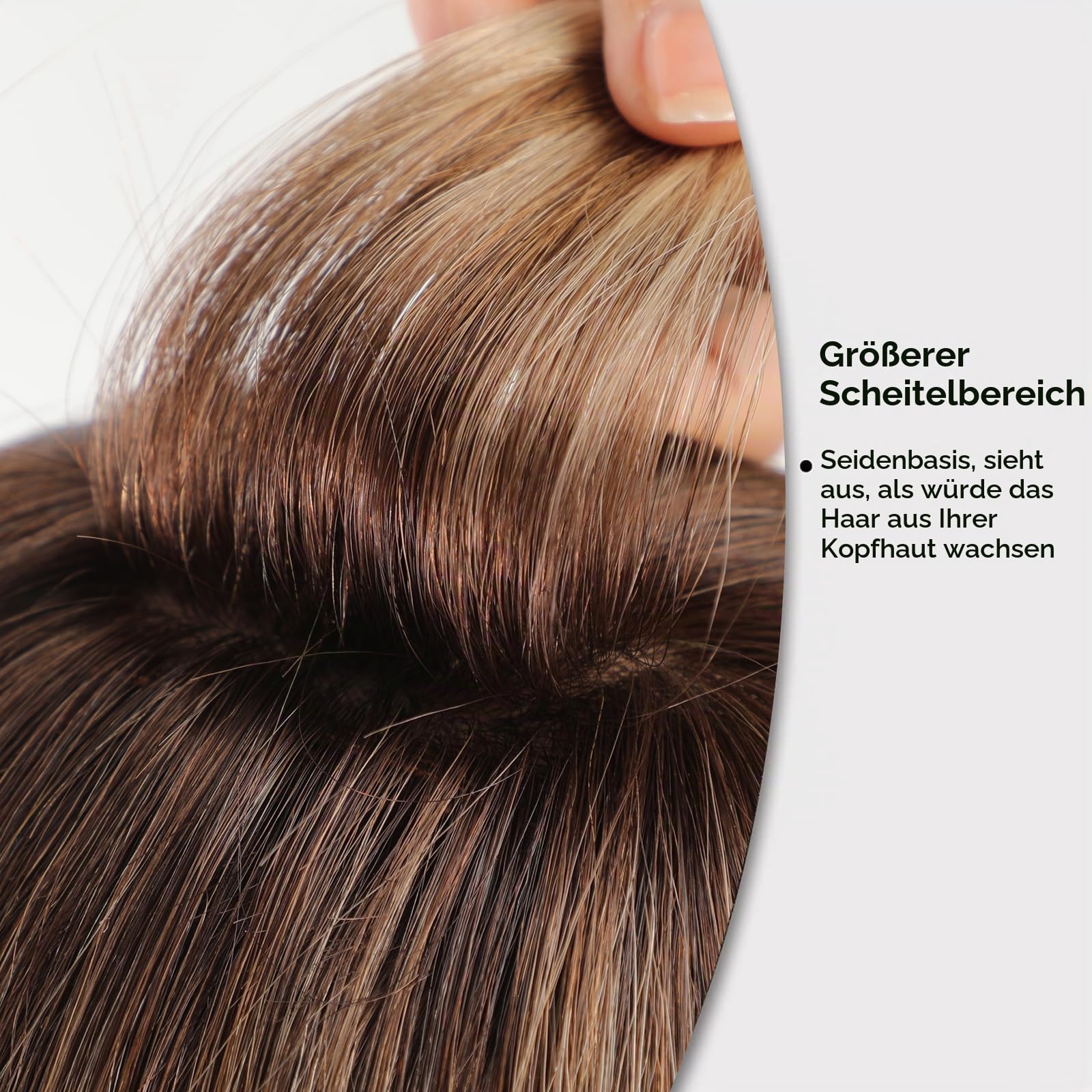 HAIRCUBE Haartopper echtes Menschenhaar für Frauen Ombre T2-#6/#613 Haartopper mit Pony 120% Dichte Seide Basisclip in Topper 14 Zoll 40 Gramm