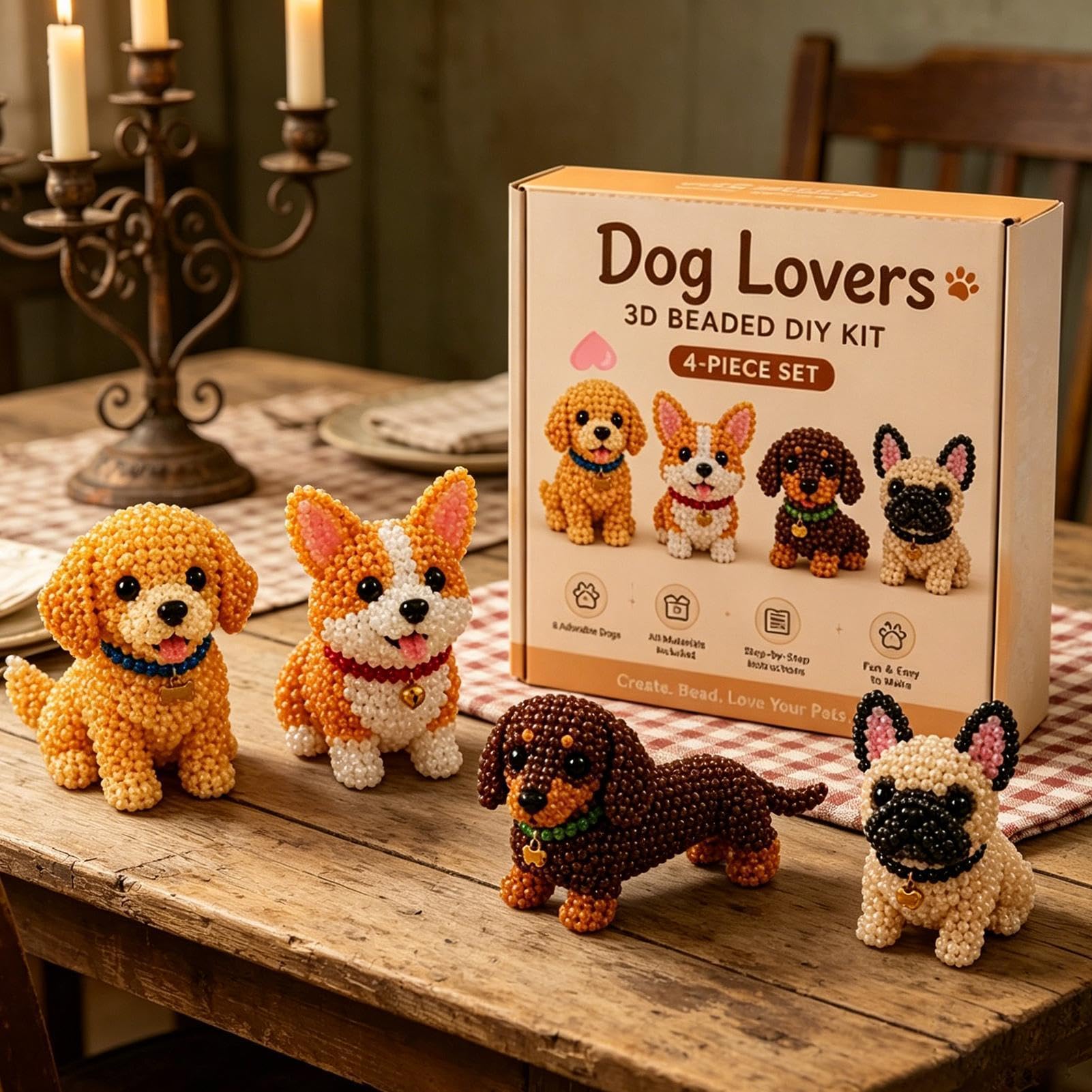 Set de Animales con Abalorios, Kit de Cuentas Animales for Adultos, con Instrucciones, Bonito Juego Manualidades en 3D, Creativo, Colorido, fácil Hacer(C)