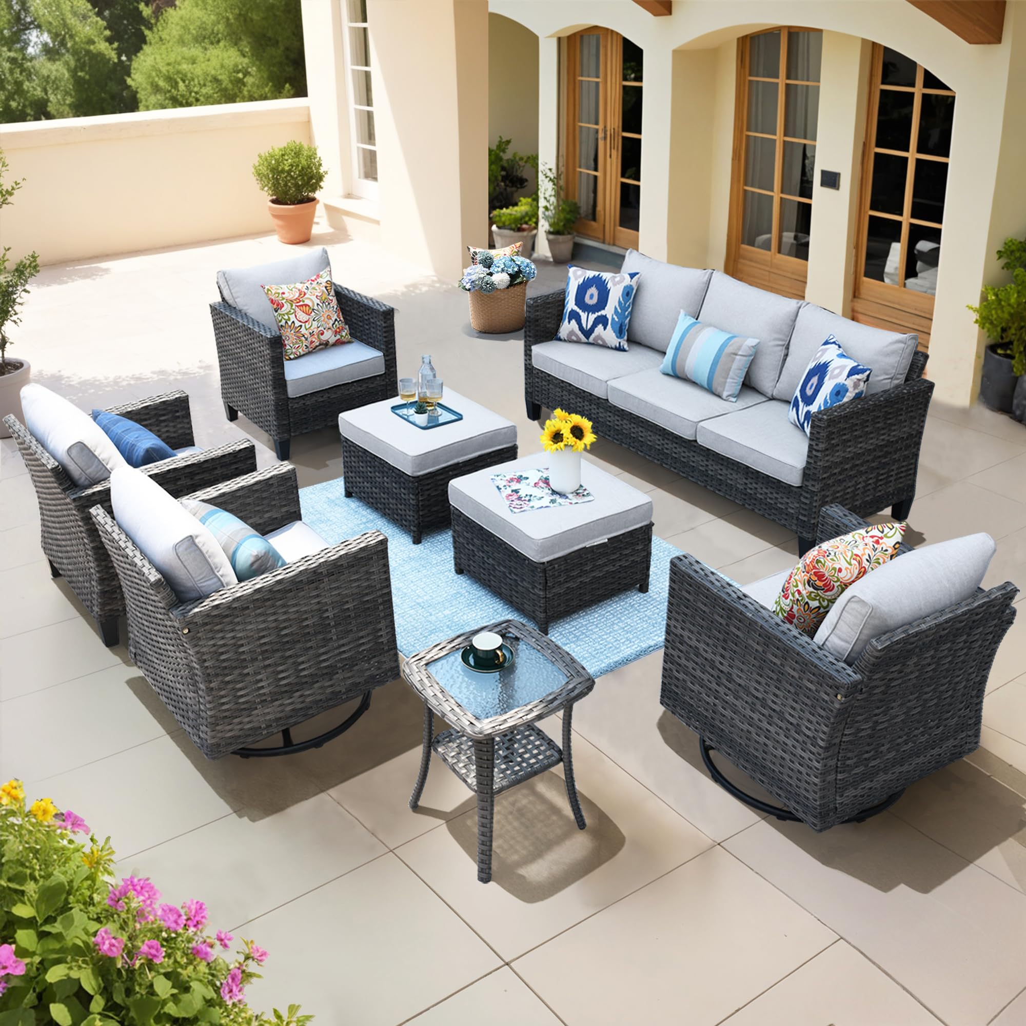 Ovios Pieces Patio Furniture Set Outdoor Wicker Sofa Couch