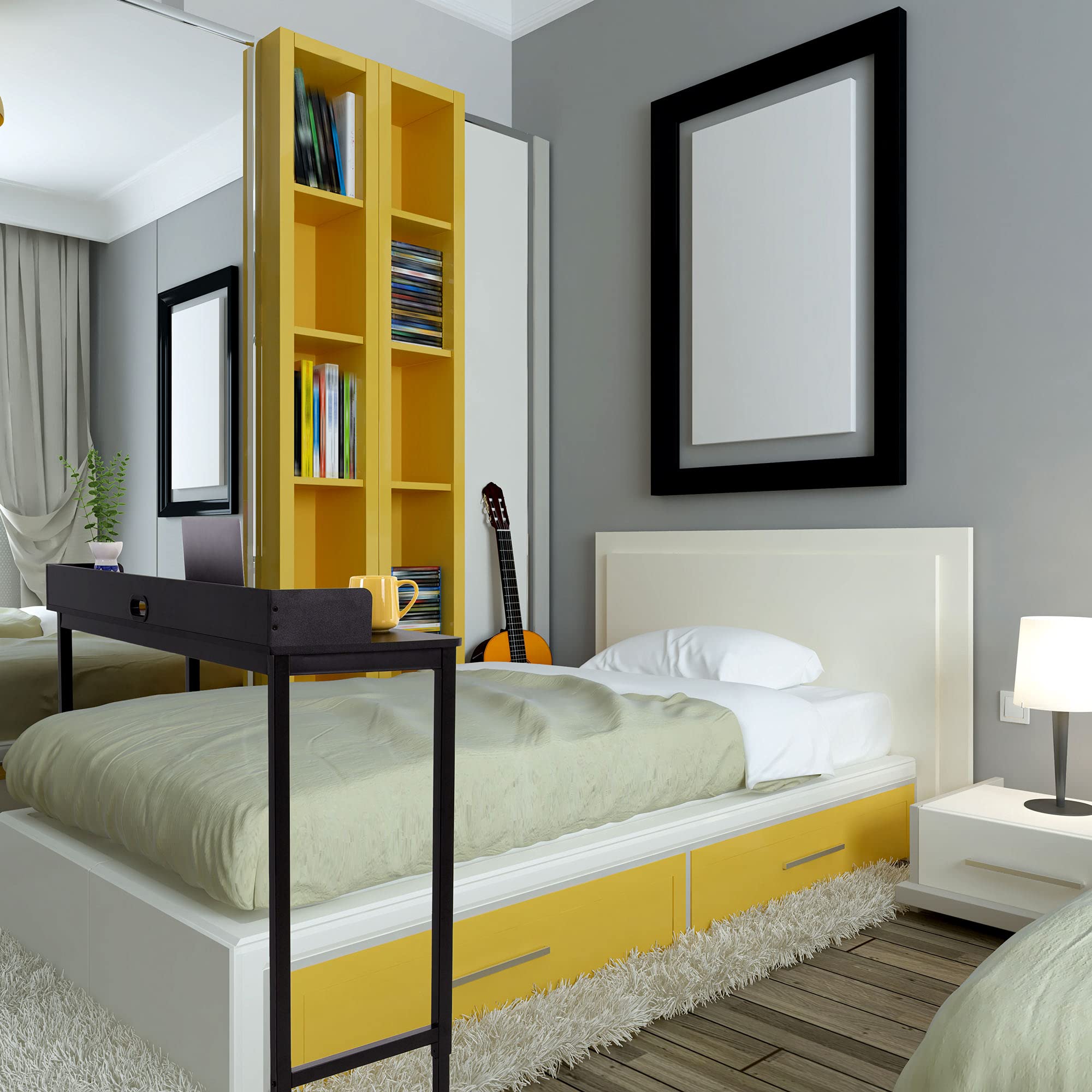 Stand Steady Joy Overbed Table for Twin Beds Height Adjustable Bed Desk with Locking Wheels