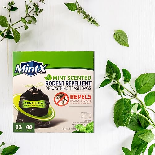 Miniatura 5 de Mint-X Bolsas de basura repelentes de roedores, 1.3 mil, sello plano, 46 pulgadas de alto x 33 pulgadas de largo, color negro (paquete de 100) -
