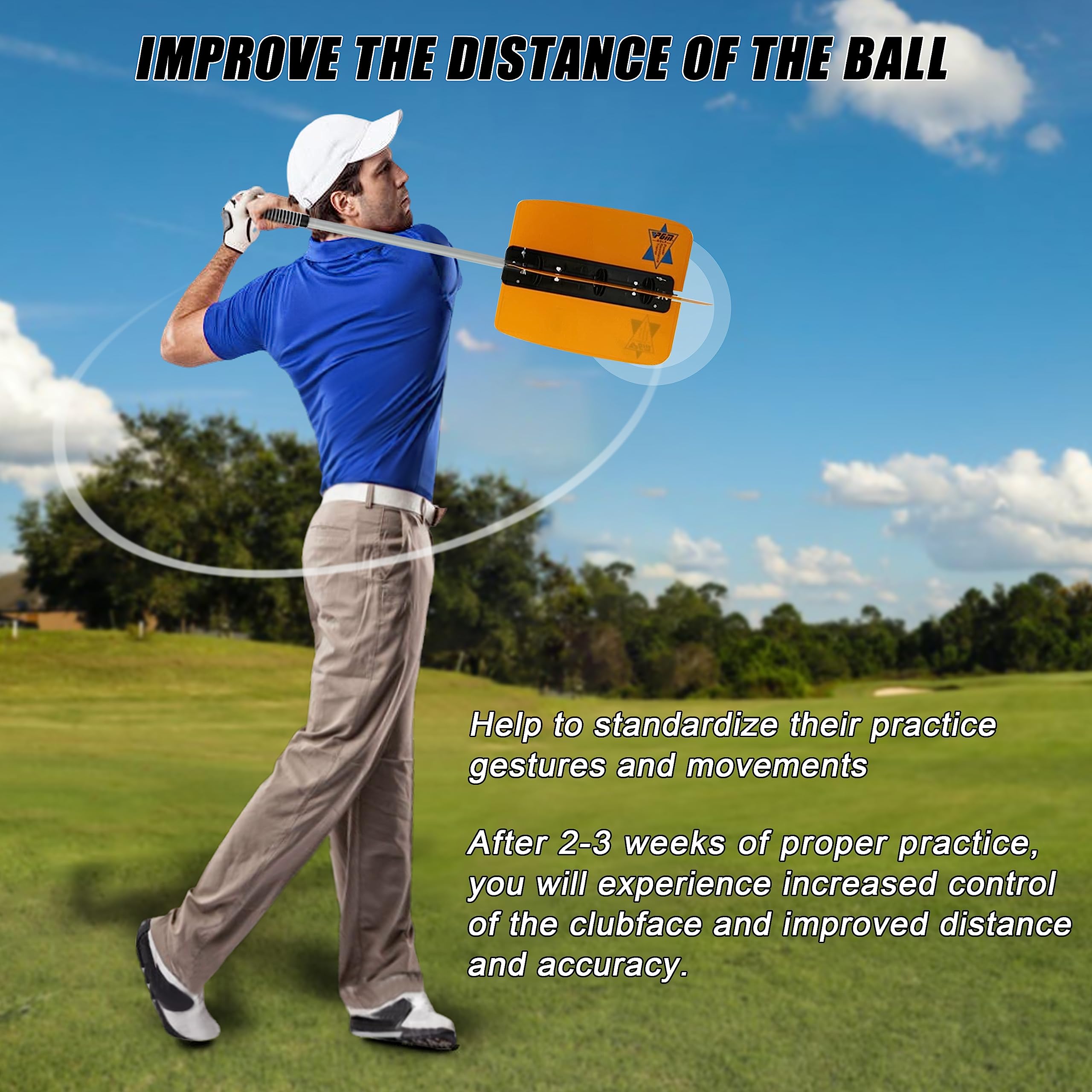 PGM Golf Swing Trainer, Golf Swing Training Aid - Golf Power Resistance Trainer - Golf Practice Fan Suit for Golf Power Swing - Golf Accessories for Men and Women