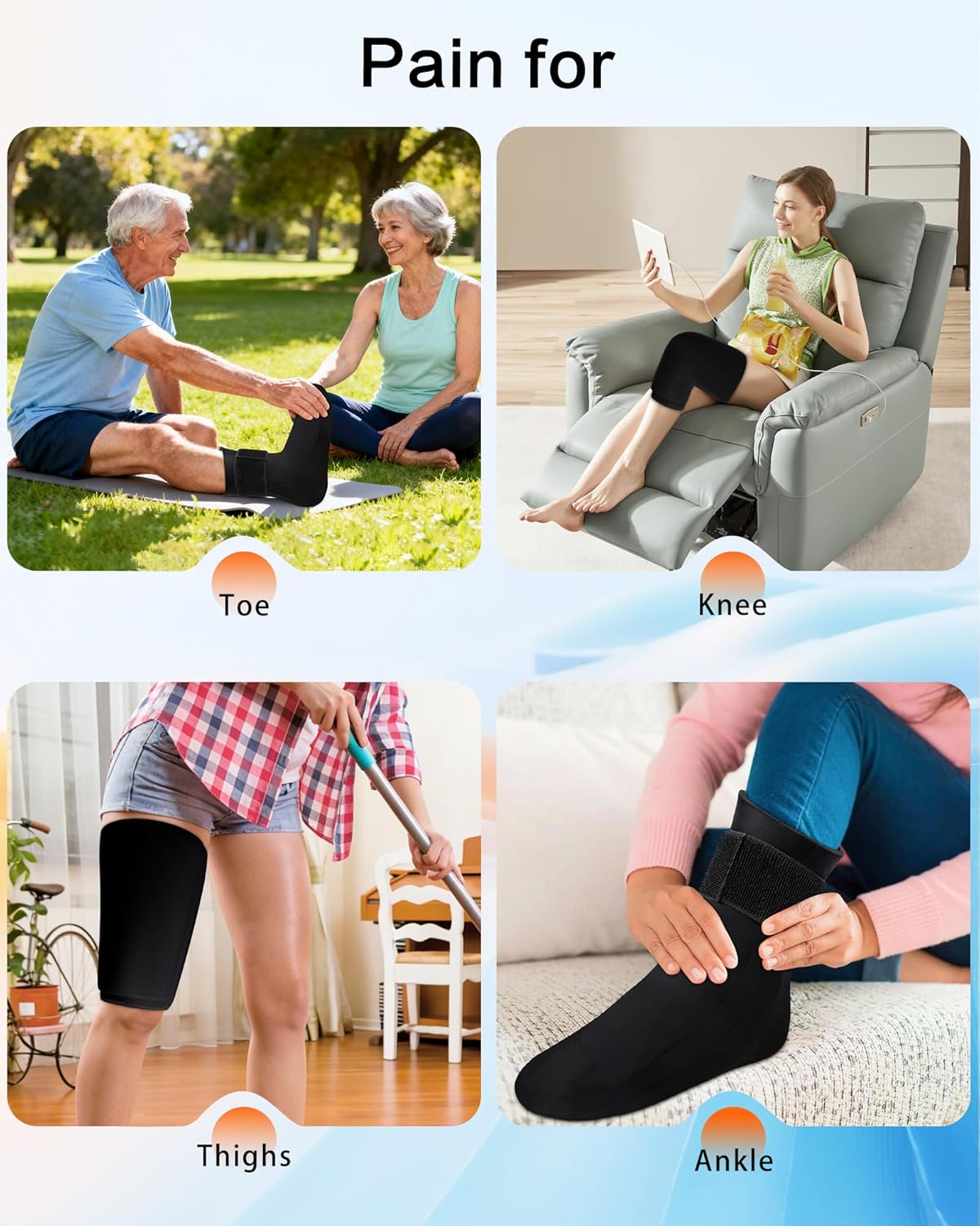 Ankle Ice Pack Wrap and Ice Pack for Knee, Reusable Hot/Cold Compression Therapy, for Soothe Plantar Fasciitis, Foot Pain Relief, for Knee Injuries and Pain Relief(Large)