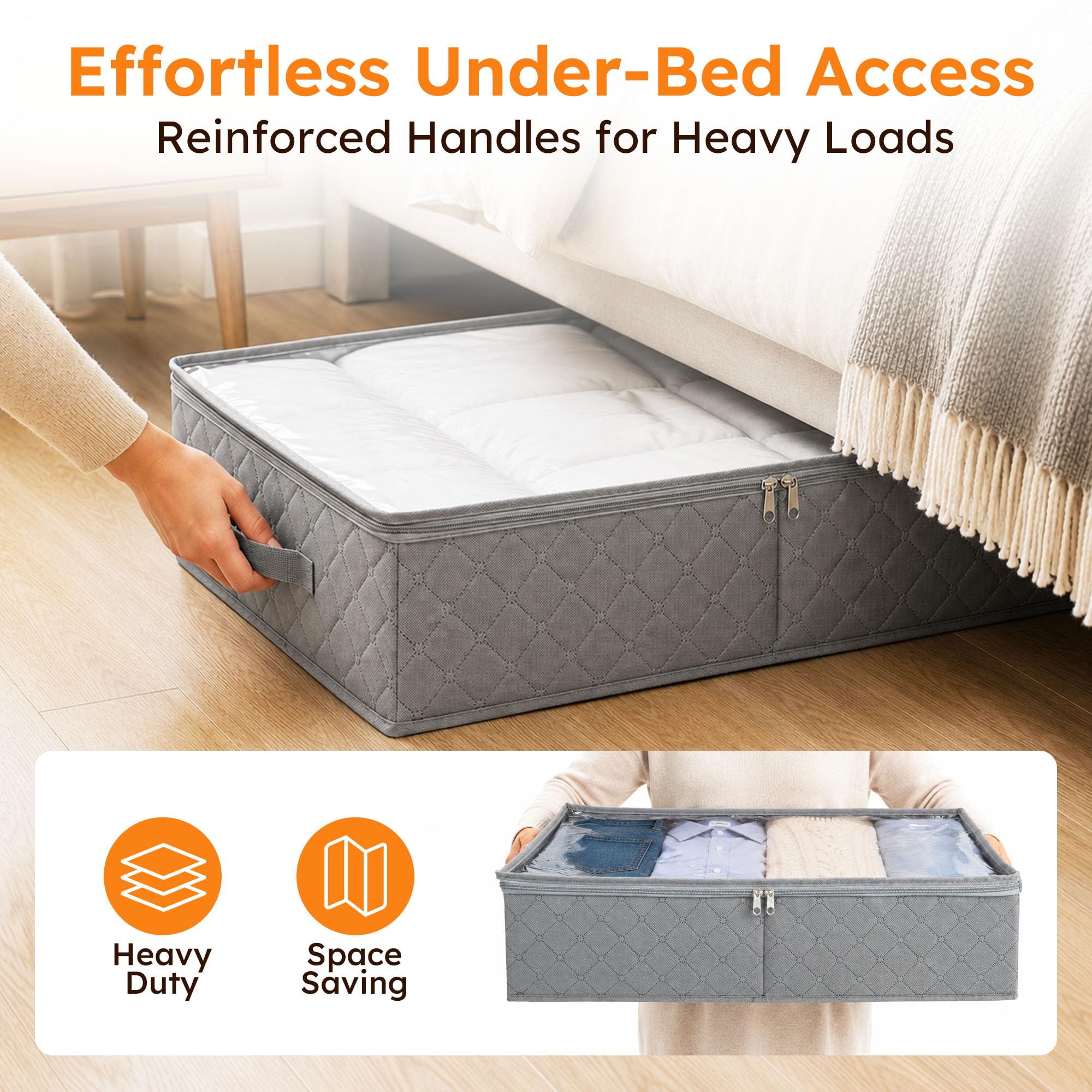 LotFancy - Contenitori sotto il letto, confezione da 2, 61 x 40 x 15 cm