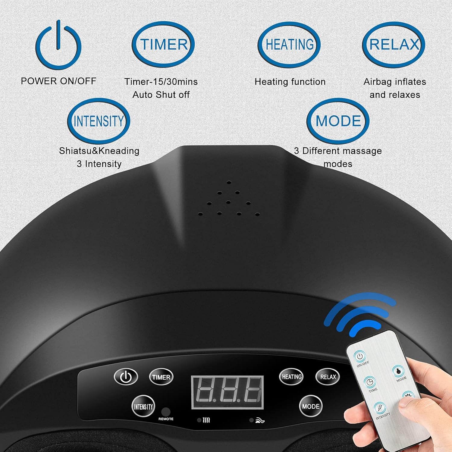 Foot Massager Machine with Heat Shiatsu Foot Massager Relief for Tired Muscles and Plantar Multi-Level Settings & Adjustable for Home or Office Use : Health & Household