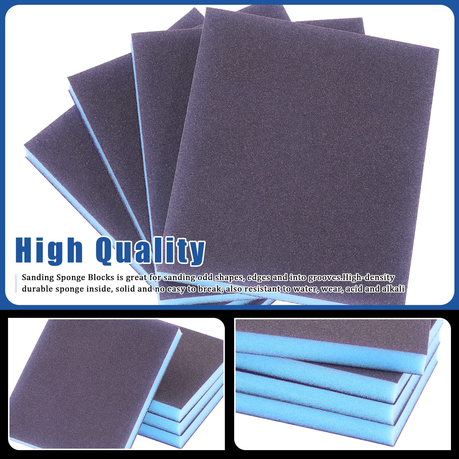 Glarks Kit De 20 Esponjas De Lijado De Grano 120 De 120x100x12 Mm, Reutilizables Y Lavables, Con Cepillo De Pintura Para Madera Y Metal