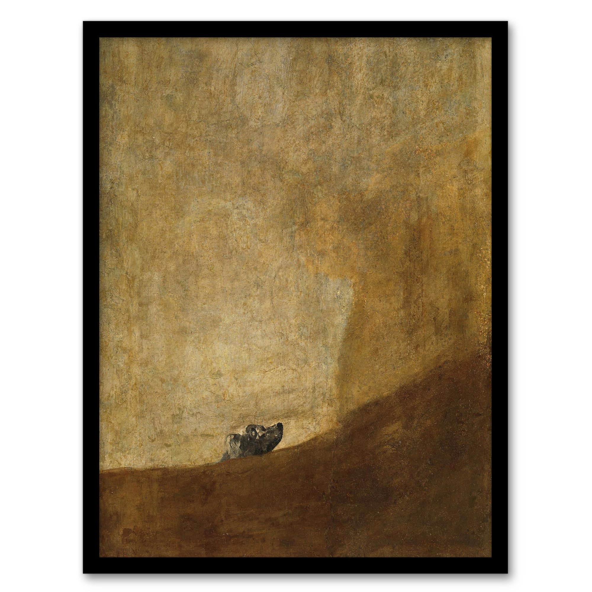 Artery8 El Perro The Drowning Dog By Francisco Goya Framed Wall Art Print A4 : Poetic surreal scene filled with symbolism great for contemplative space or minimalist living room