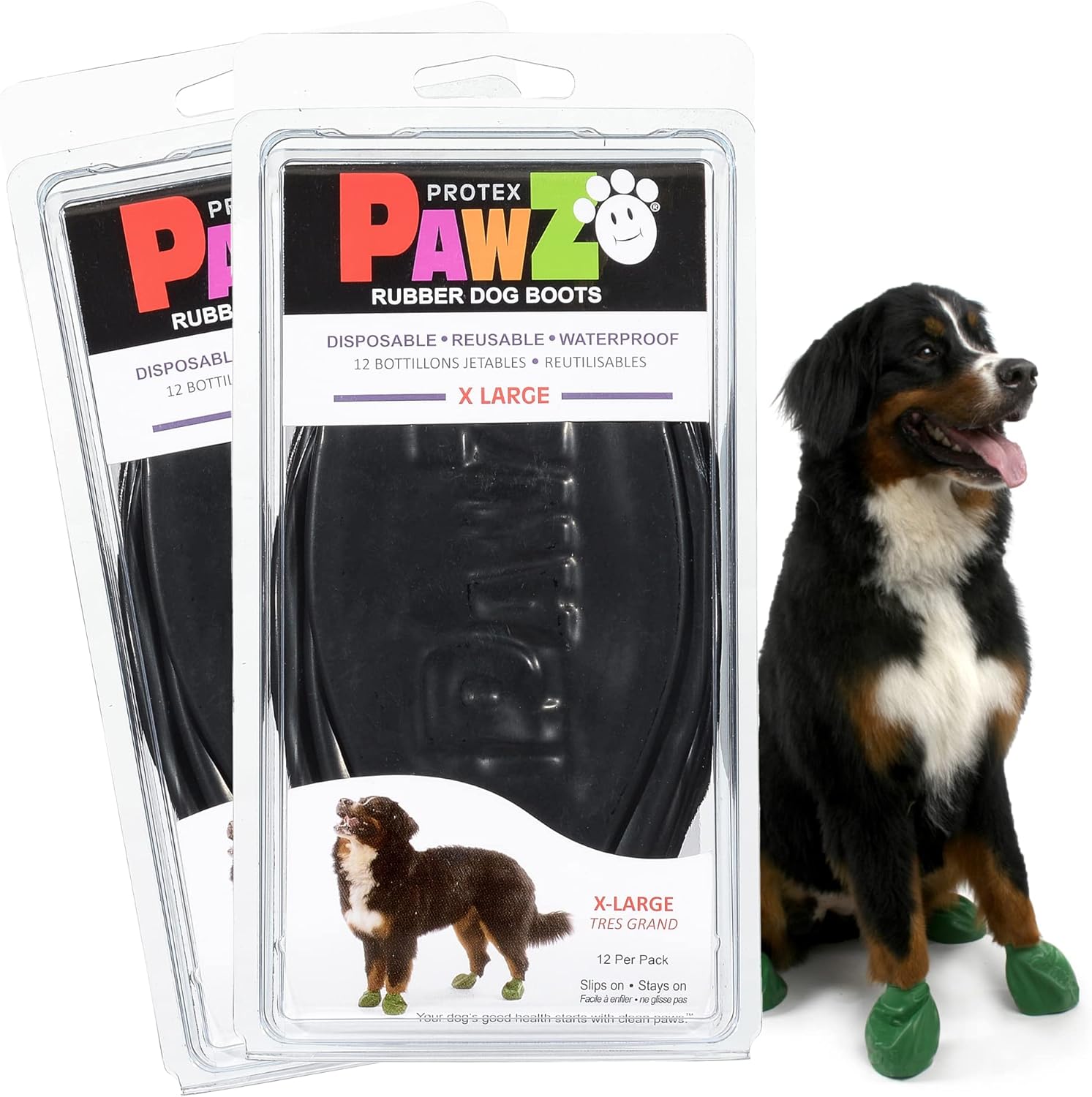 PawZ Rubber Dog Boots for Paws 4" and Up, 24 Total (2