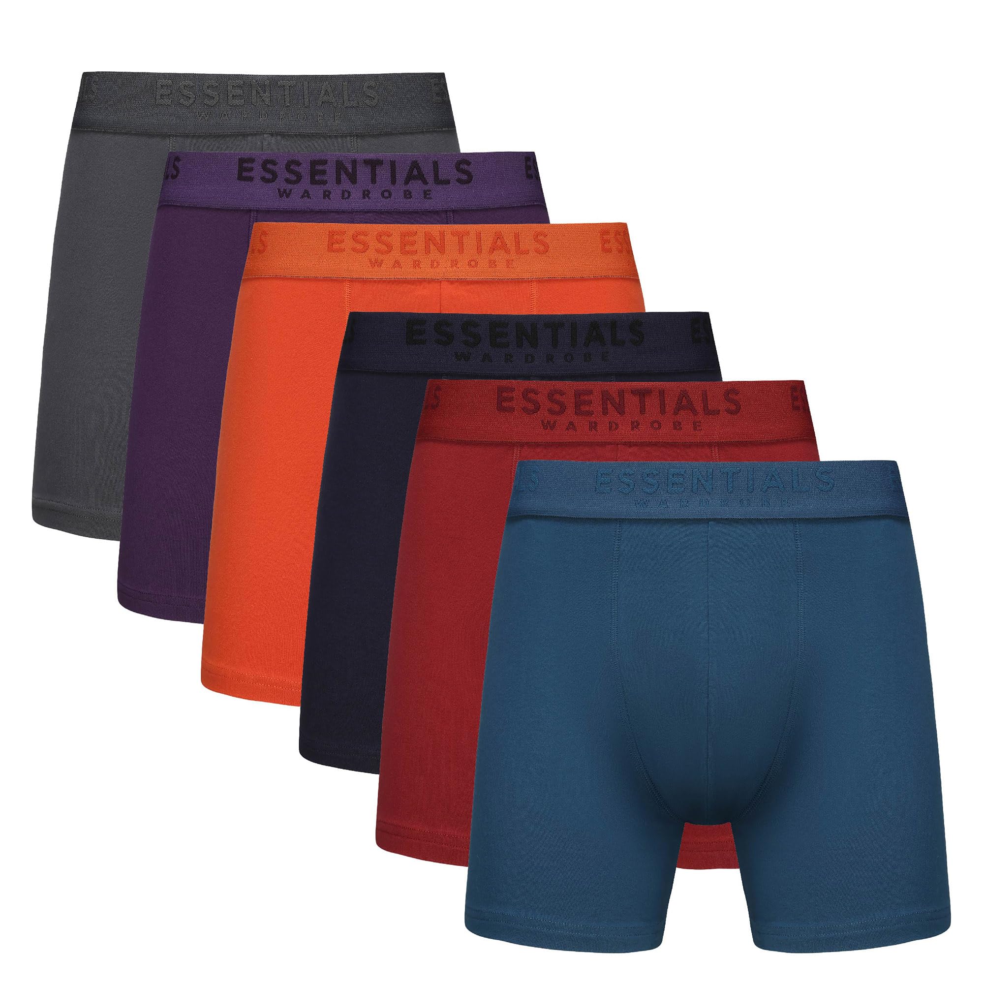 The Essentials WardrobeMens Boxers 6 Pack Breathable Elasticated Waistband Multipack Underwear’s Premium Combed Cotton Contoured Pouch Multi-Way Elastane Stretch Mens Boxers