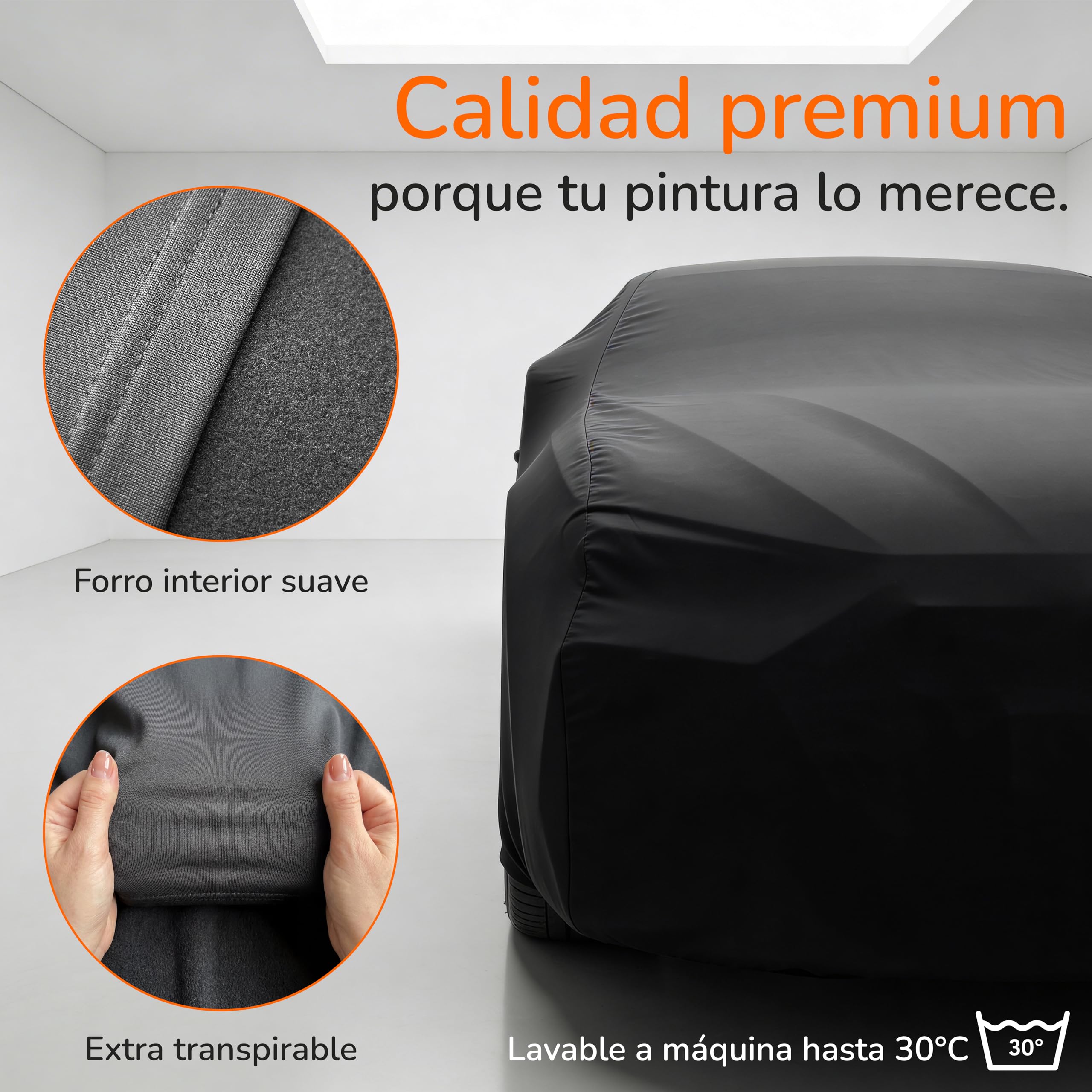Upgrade4cars Funda Coche Interior Elastica | Cubierta Elástica de Tela para Auto en Negro | Tamaño SUV - M (450-480 cm)