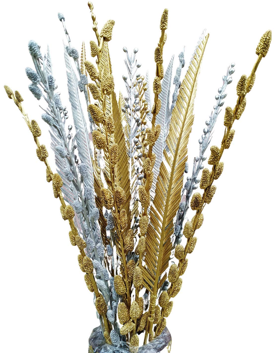 Fab n Style Handmade Bunch of Artificial Dry Palm Leaves with Moti/Lichi Sticks (Multicolour)