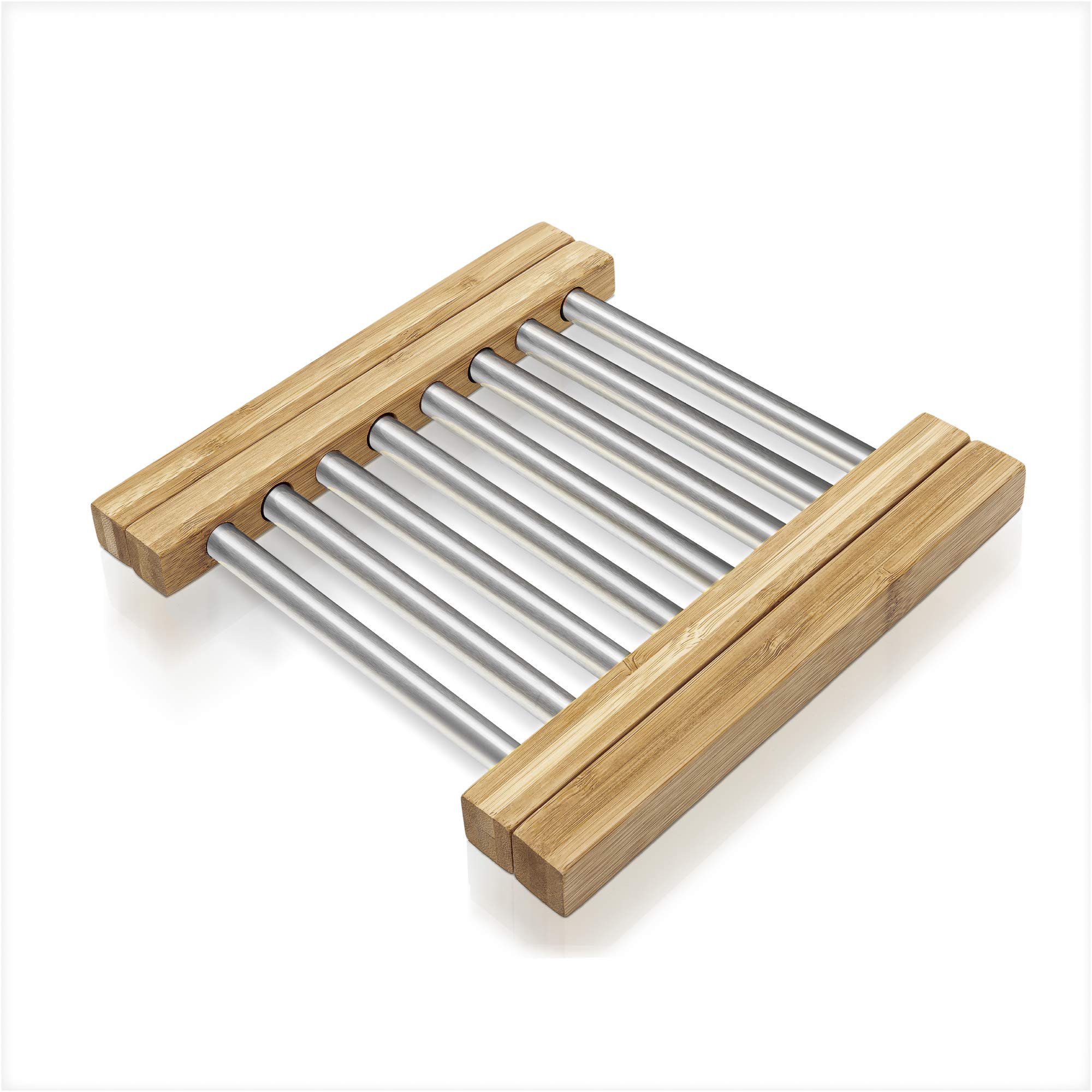 Prosumer's Choice Bamboo Hot Pad Trivet Adjustable from 8.5 to 14 Inches