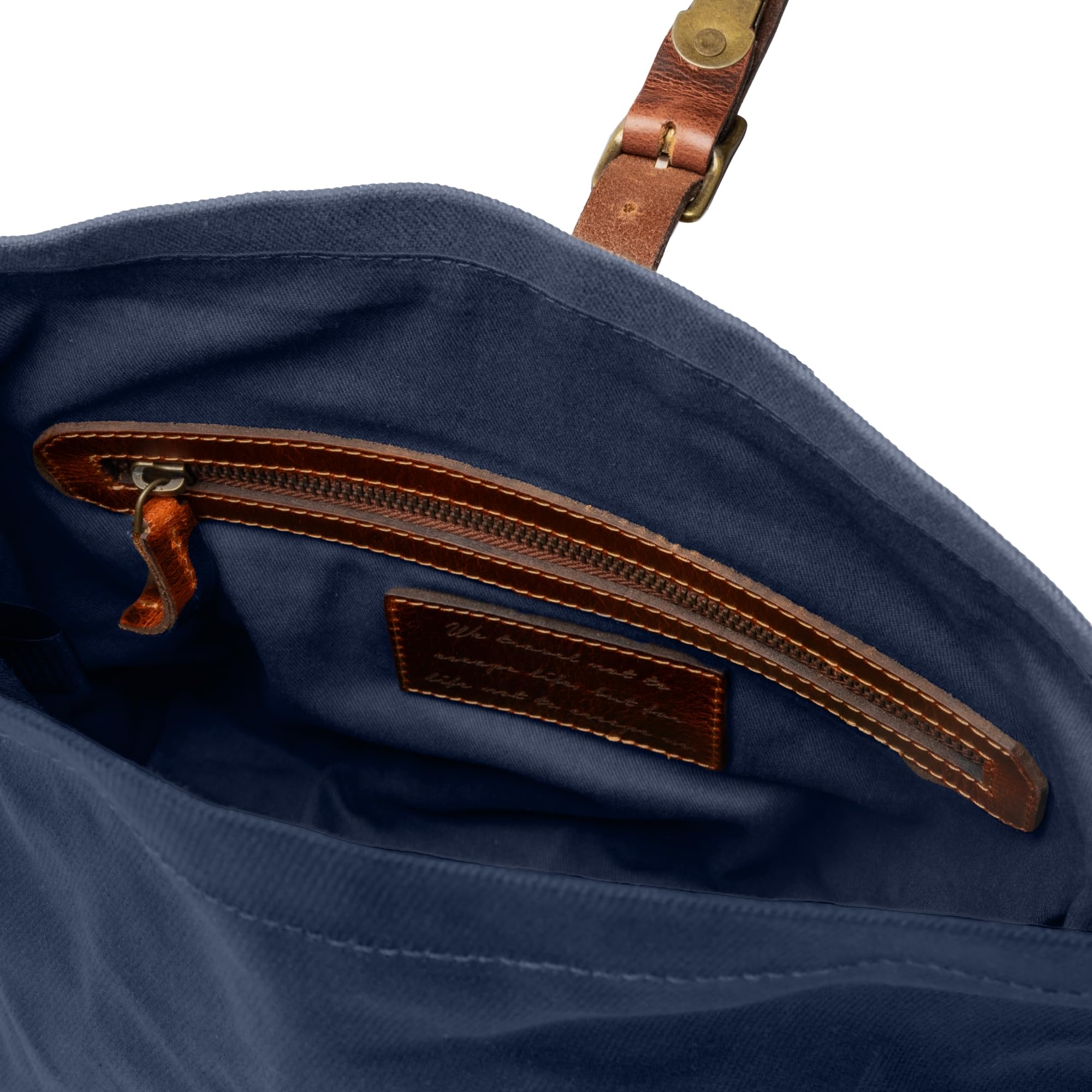 DRAKENSBERG Großer Kulturbeutel 'Otis' aus gewachstem Canvas, Leder, wasserabweisend, erweiterbar, Roll-Top-Design, bis 8L - Ozean-Blau, DR00656