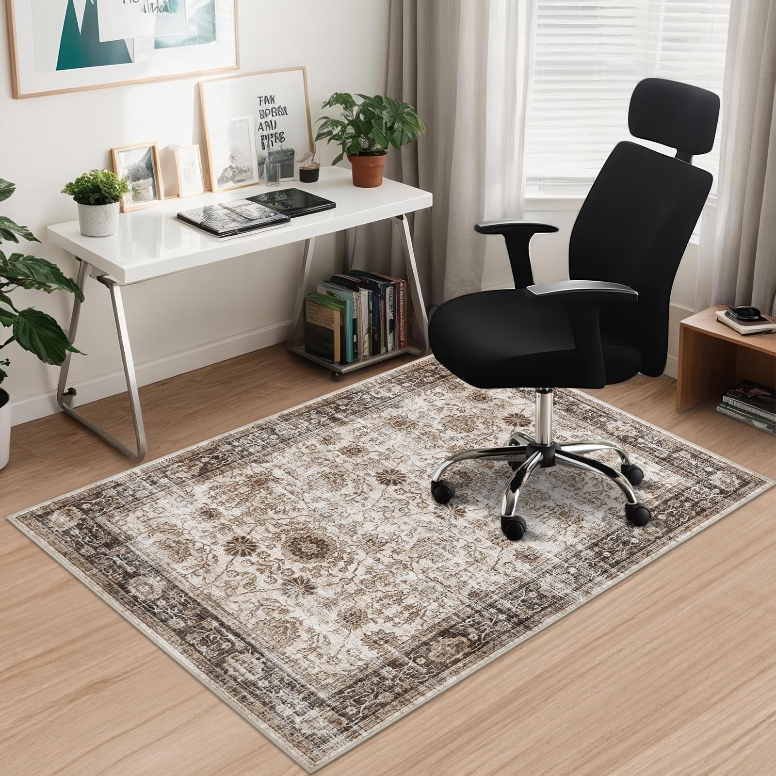 Office Chair Mat for Hardwood Floor, 120x150 cm Anti-Slip Computer Gaming Desk Mat, Multi-Purpose Floor Protector for Home Office Rolling Chair, Easy Glide and Clean, Brown โ image 1