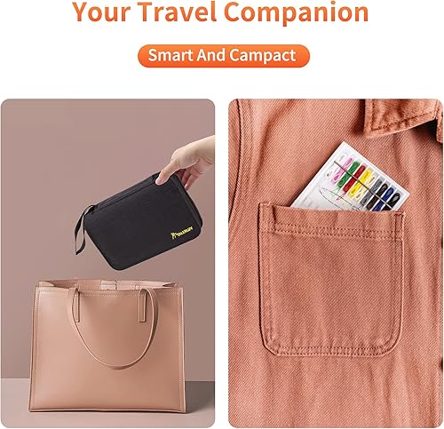 Miniatura 5 de Talerluv Kit básico de costura de aguja e hilo para adultos, mini caja de costura a mano portátil para principiantes, principiantes, viajes,