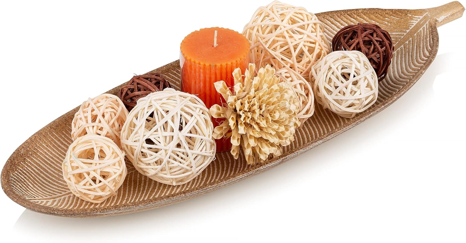 Hanobe Leaf Wooden Decorative Tray Leaf Shaped Wood Key