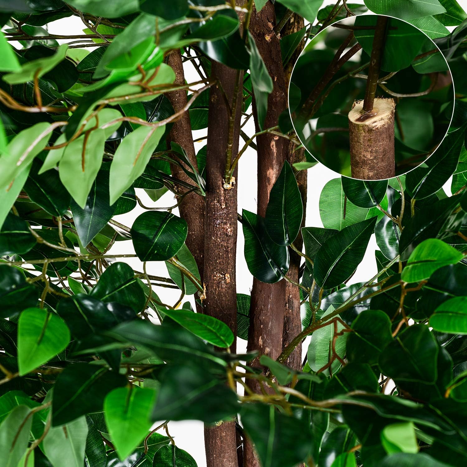 Woooow 6Ft Artificial Ficus Tree Silk Tree Fake Plant in Pot Decorative Trees for Home Kitchen Office Living Room Decor