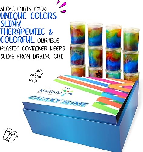 Miniatura 2 de Neliblu Paquete de 6 limos de galaxia de 1.5 x 3 pulgadas, recuerdos surtidos de fiesta de unicornio, juguetes autocalmantes para niños, decoración