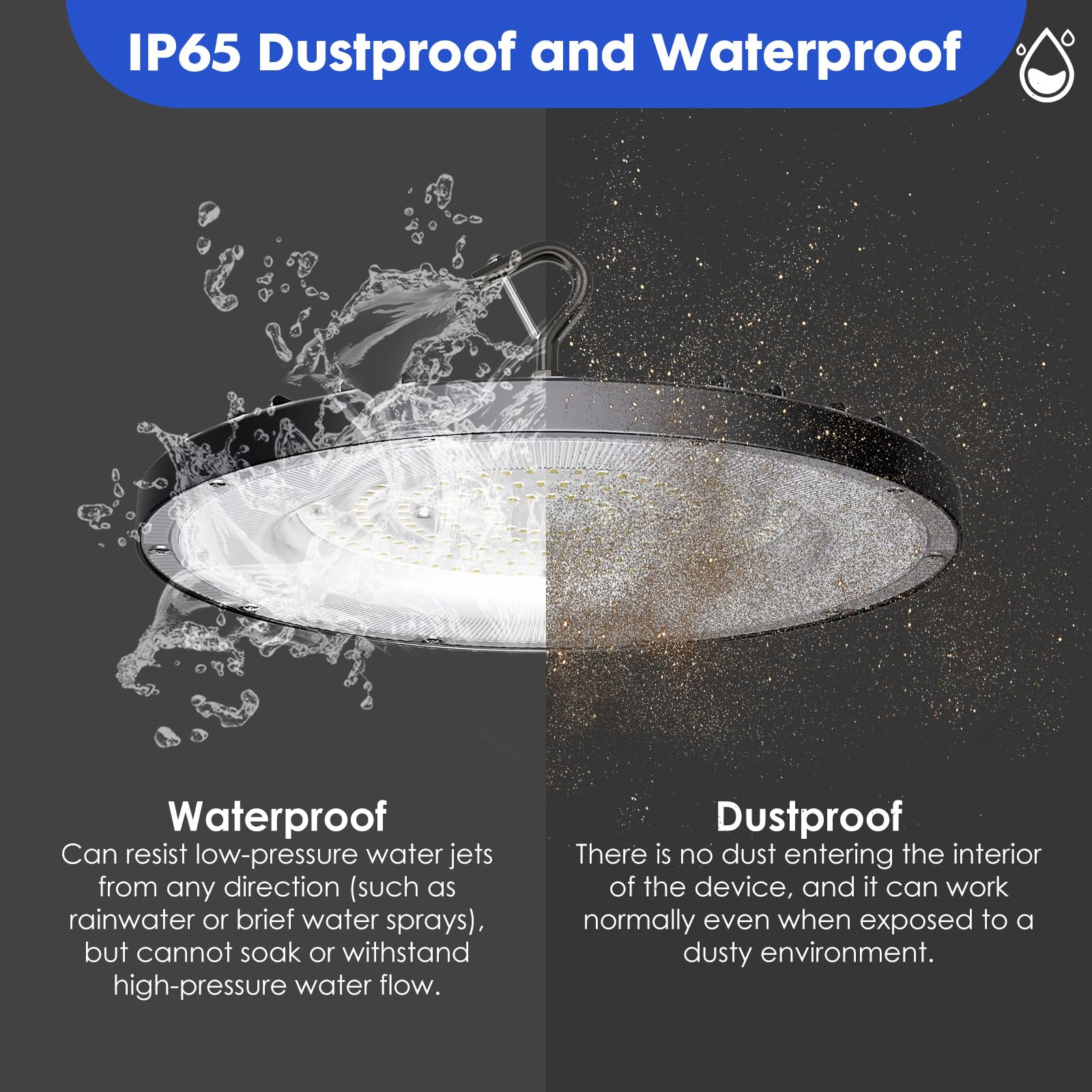 WTL 150W UFO LED High Bay Light 100V-277V 18000LM High Bay Led Shop Lights 5000k Dimmable 0-10V UFO — view 4