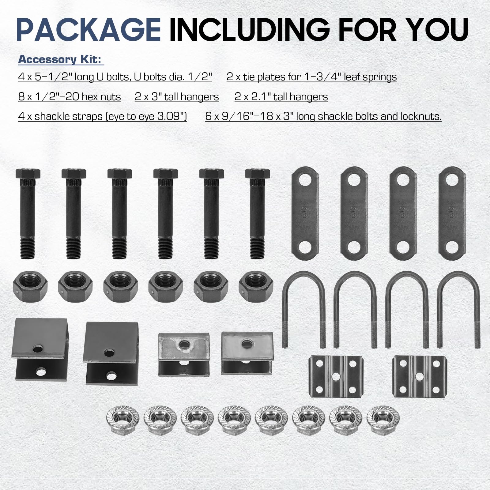 Ashata Kit De Ressorts à Lames De Remorque Kit De Suspension D'essieu De Remorque Simple De 3 500 Lb, Ressort Moteur Antiderapant - Auto