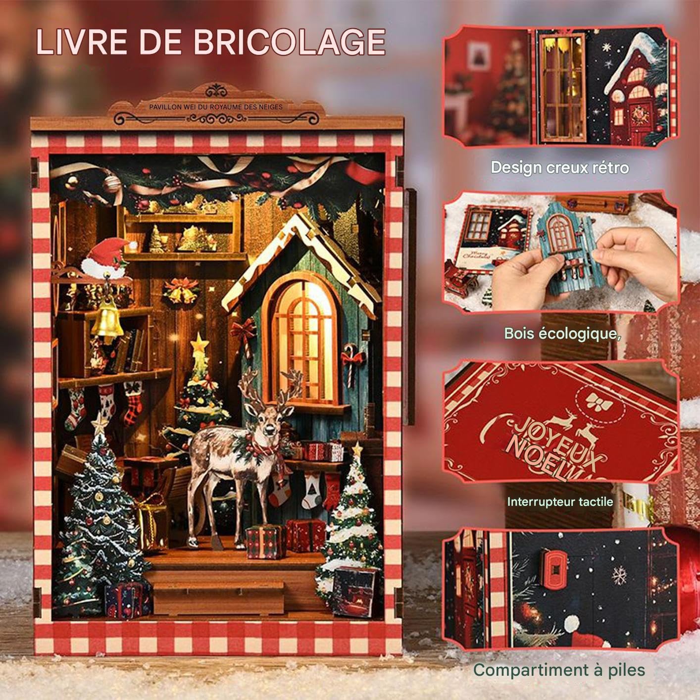 Kit Maison de Poupée Miniature DIY Kit Réaliste Mini Maison en Bois 3D Fait Main avec Meubles Lumières LED Cadeau de Noël Saint-Valentin Anniversaire