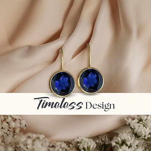 Miniatura 59 de 14k Solid Yellow Gold Gemstone Earrings - Birthstone Earrings - 8mm Dangle Earrings, Dainty Gemstones Earrings, Bridal Handmade Wedding Jewelry Gift