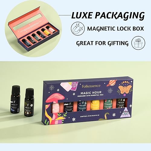 Miniatura 6 de Folkulture Aceites esenciales para aceite difusor  Juego de 6 aceites aromáticos o aceites difusores para el hogar  Aceite esencial difusor  Aceite