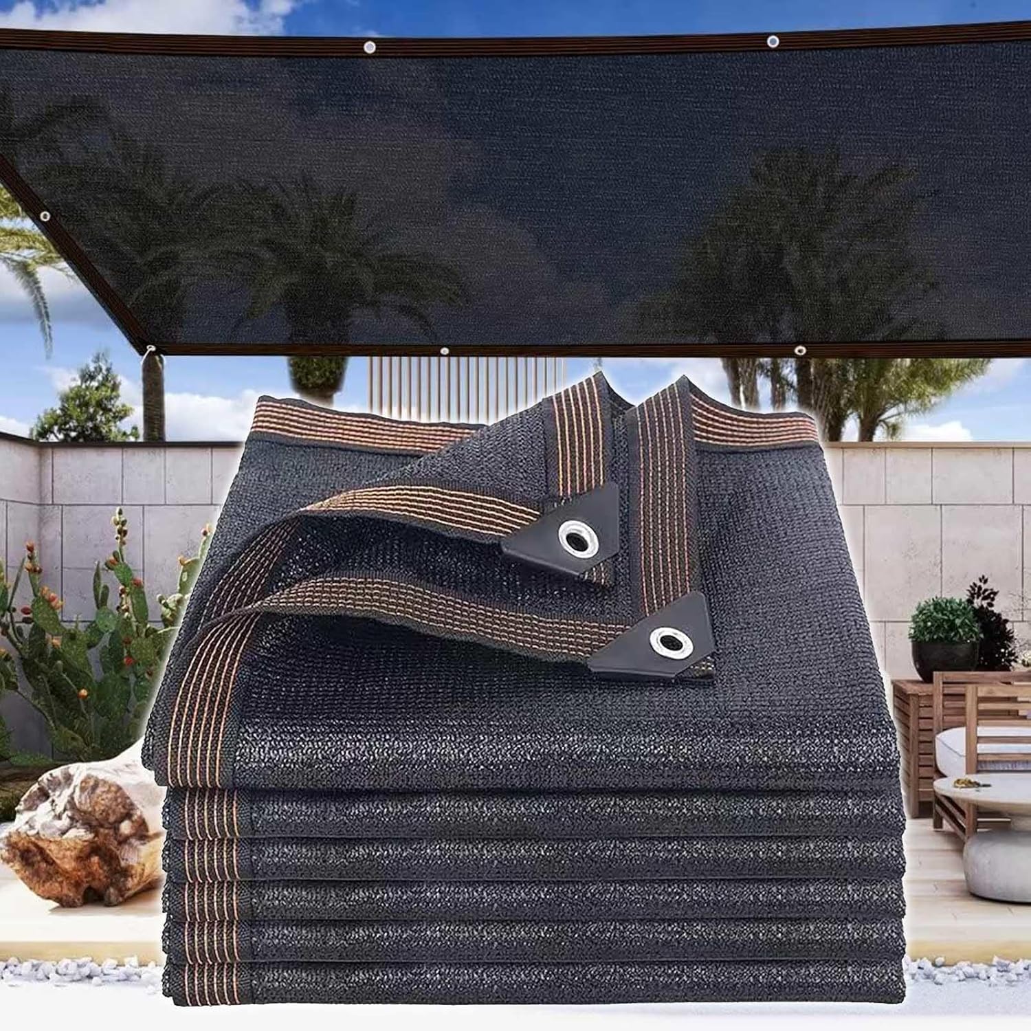 Shade Netting Garden,Shade Cloth for Plants,Black Sunblock Shade Net,Shade Mesh Tarp With Grommets,Breathable/Anti-uv Awning,Balcony Privacy Netting,Shade Sail,90% Shading,Black-4x6m(13.1*19.7ft)