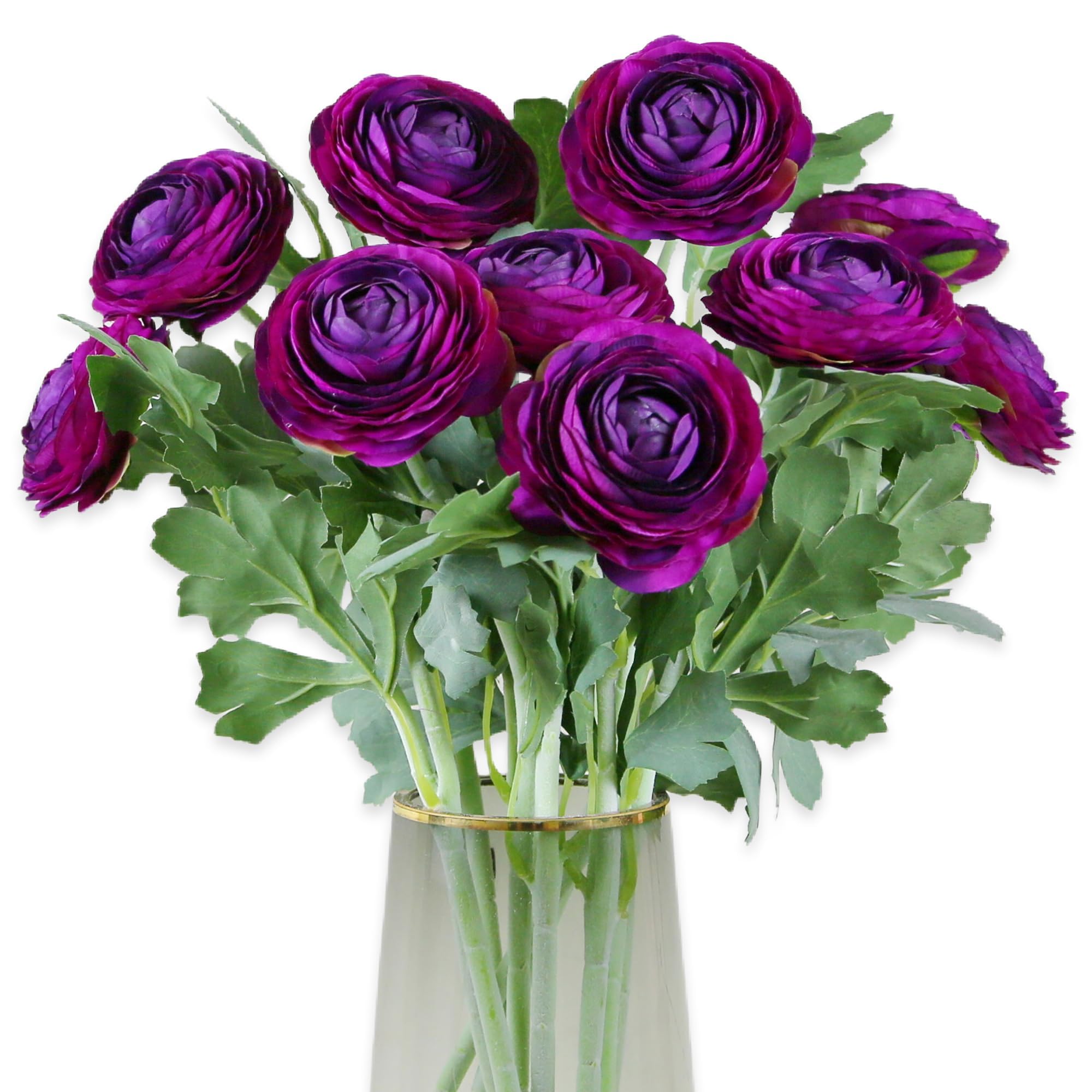 TOPIA Artificial Ranunculus Flowers Purple 10 PCS
