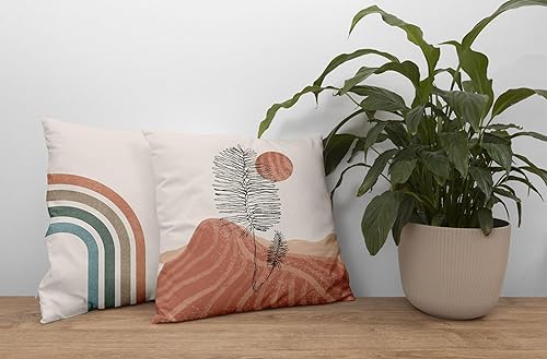 Miniatura 3 de Voatok Bohemia - Juego de 4 fundas de almohada cuadradas de franela de 18 x 18 pulgadas con estampado de arco iris de plantas tropicales de