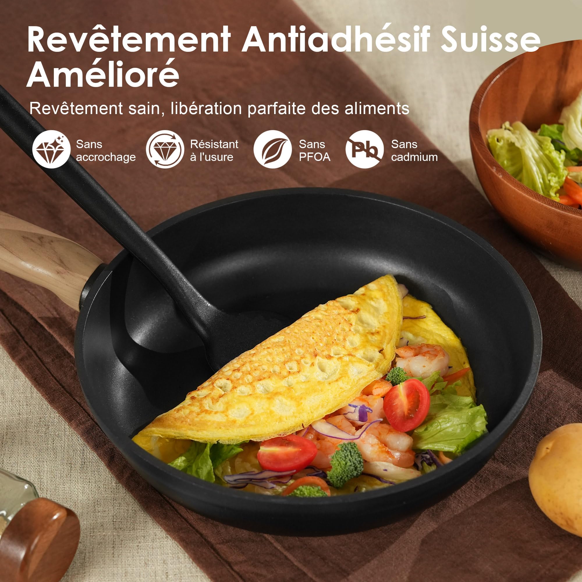 SENSARTE Batterie de Cuisine 17 Pièces, Revêtement Renforcé au Titane