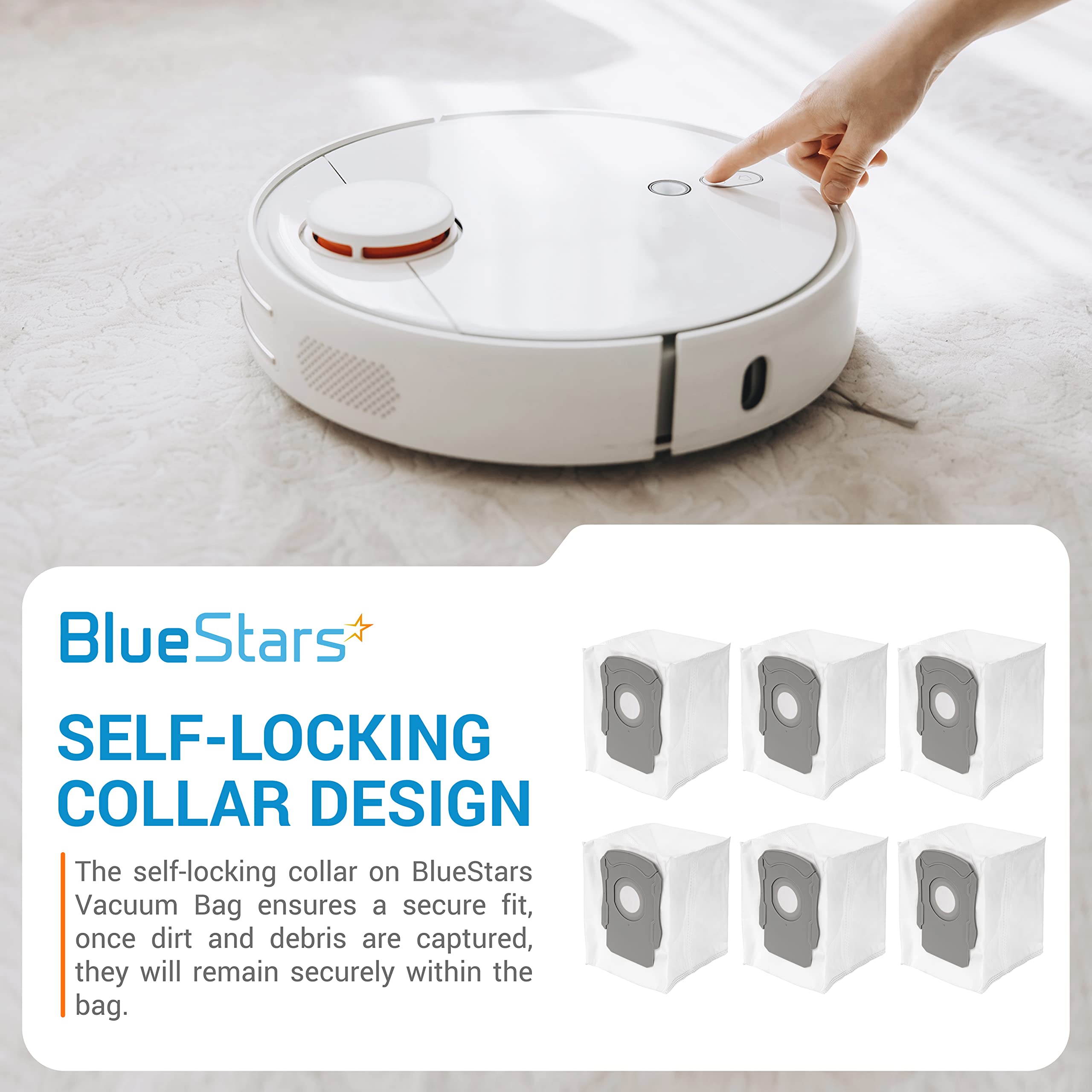 BlueStars 6 Packs Replacement Automatic Vacuum Dirt Disposal Bags Compatible with iRobot Roomba i & s & j Series j6+ j7 j8+ i7 i7+ (7550) i1+ i2+ i3+ (3550) i4+ i5+ i6+ i8+ s9+ j7 j7+