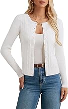 GRACE KARIN Women's Summer Slim Fit Cardigan Button-up Crew Neck Long Sleeves Knitted Sweater