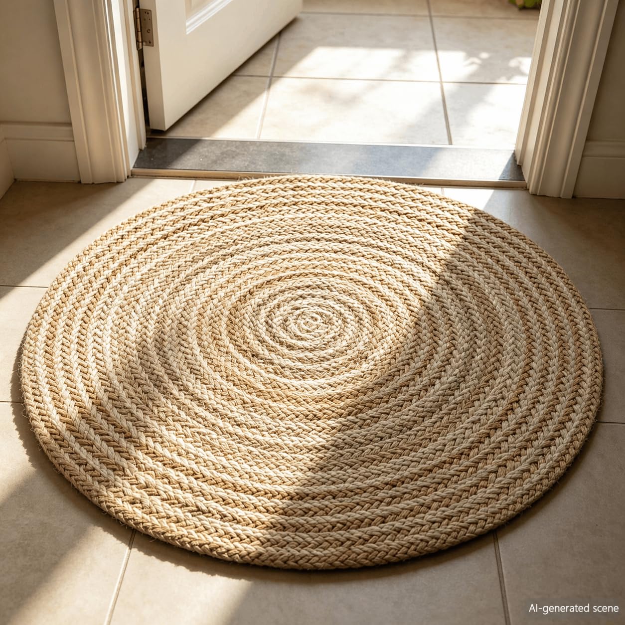 vidaXL Tappeto in Juta Intrecciata 90 cm Rotondo