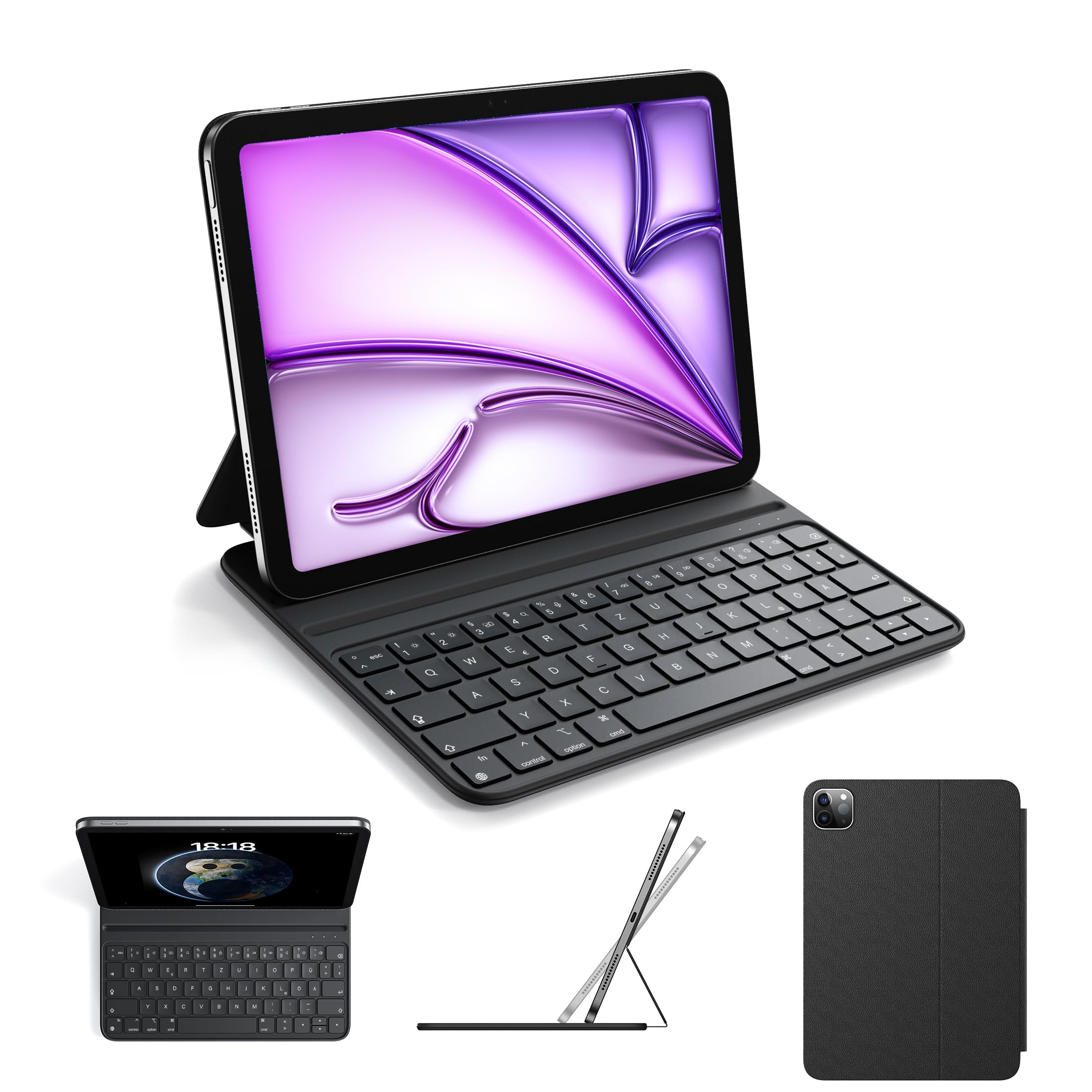 HOU Folio Tastatur Für IPad Pro 11 & Air 11 – Ultradünn, Magnetisch, QWERTZ, Schwarz, Mit Schutzhülle