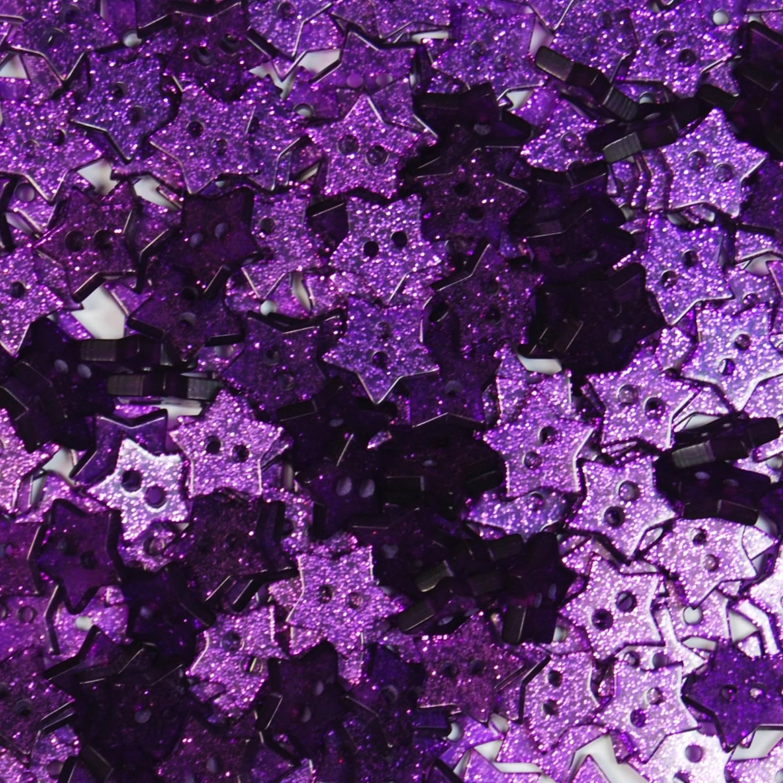 14mm Glitter Star Buttons - Ideal for Sewing/Knitting/Clothes & Scrapbooking (Purple, Pack of 100)