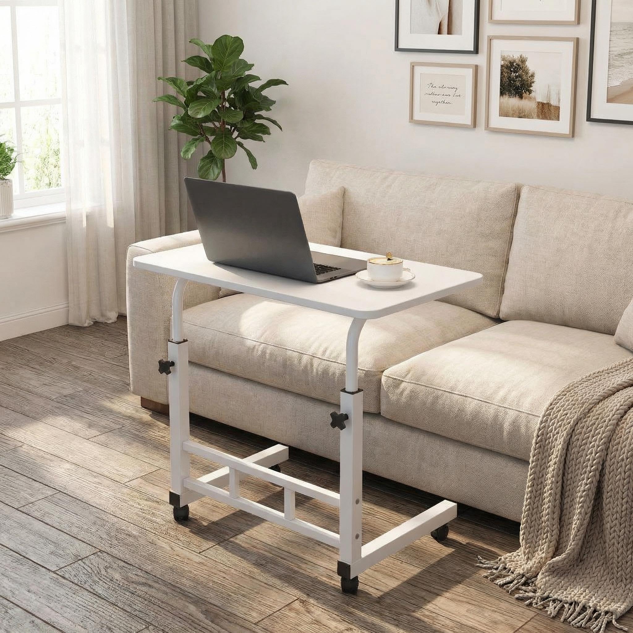 GAOMON Standing Desk with Wheels Adjustable Height Portable Desk Mobile Rolling Desks Laptop PC Table Computer Workstation for