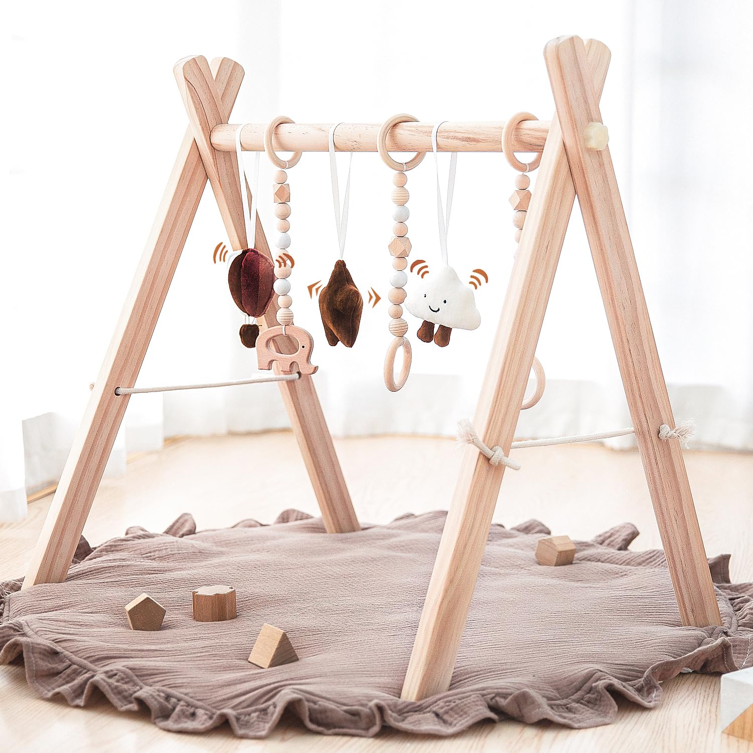 Amazon.com: Razee Wooden Baby Play Gym Play Mat, Foldable Baby Gym