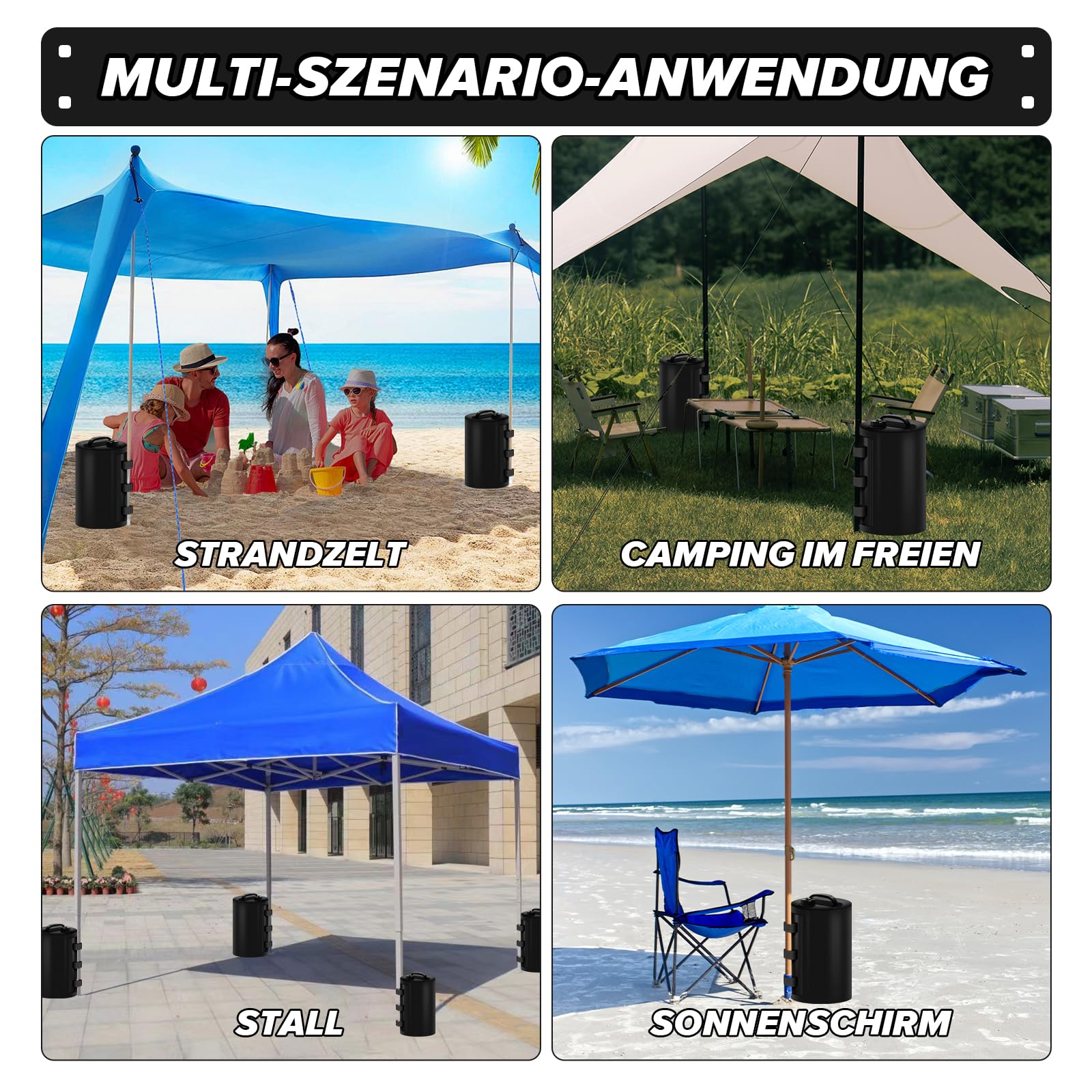 MaxAwe 4er Set Wassergewichtstaschen Standfuß Sandsäcke, Pavillonstandfüße Faltpavillon Pavillon Gewichte Tasche, Wasser Befüllbar, Wasserbeutel Gewichte für Pavillons Gartenzelte Festzelte Fester