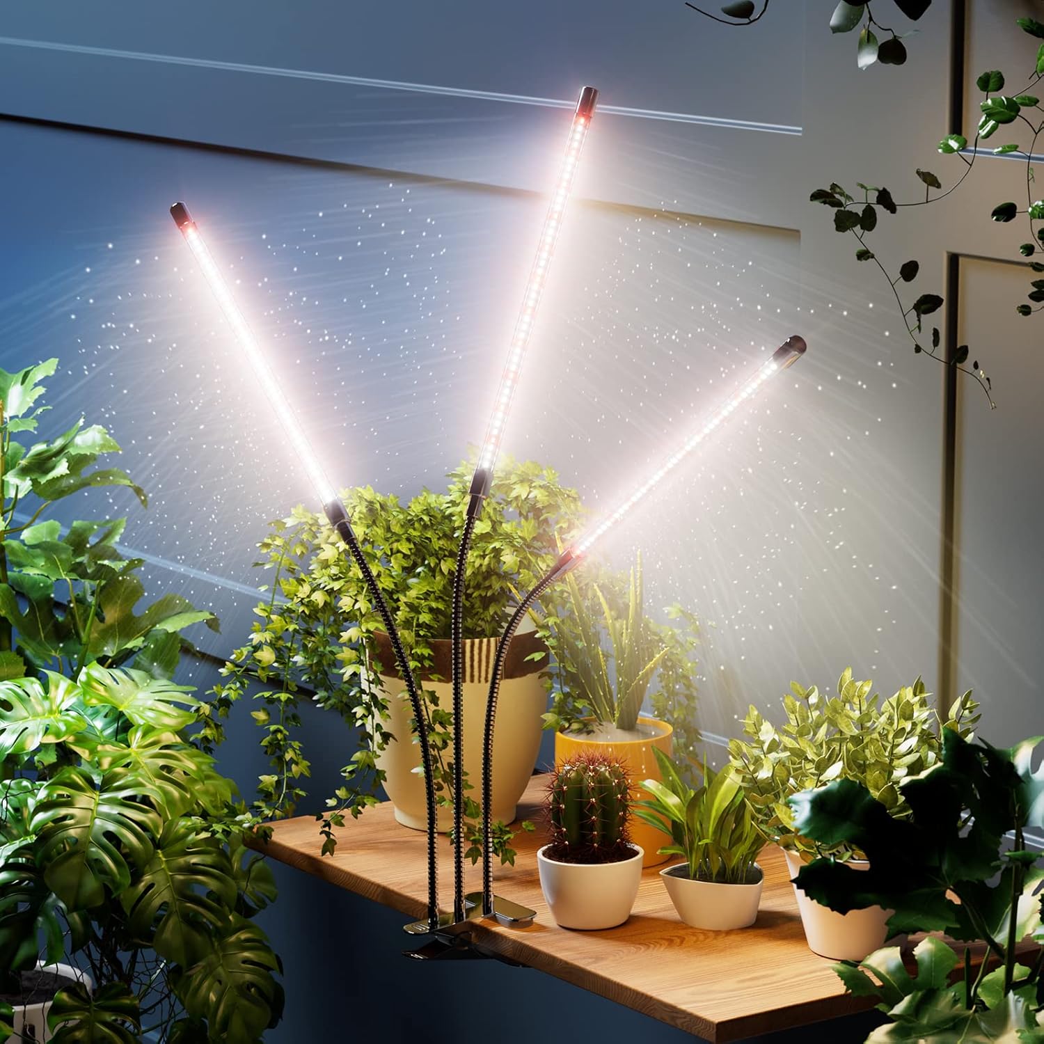 Grow Lights for Indoor Plants, 6000K 135 LEDs Light for Seed Starting with Full Spectrum, Clip Lights with Flexible Gooseneck，3/9/12H Timer, 10 Dimmable Levels, 3 Switch Modes