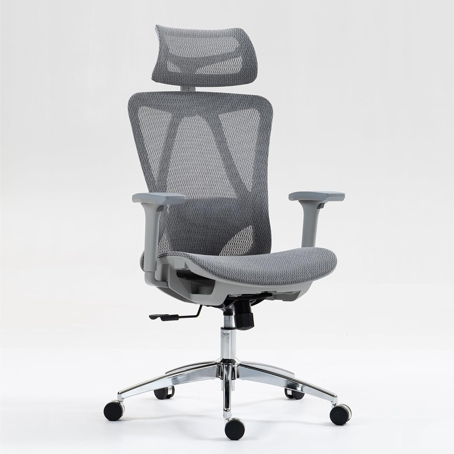 Ergonomic High Back Mesh Office Chair with Adjustable Lumbar Support and Headrest for Comfortable Workdays - Breathable, 3D Armrests, Reclining Seat - Ideal for Home and Office,Grey