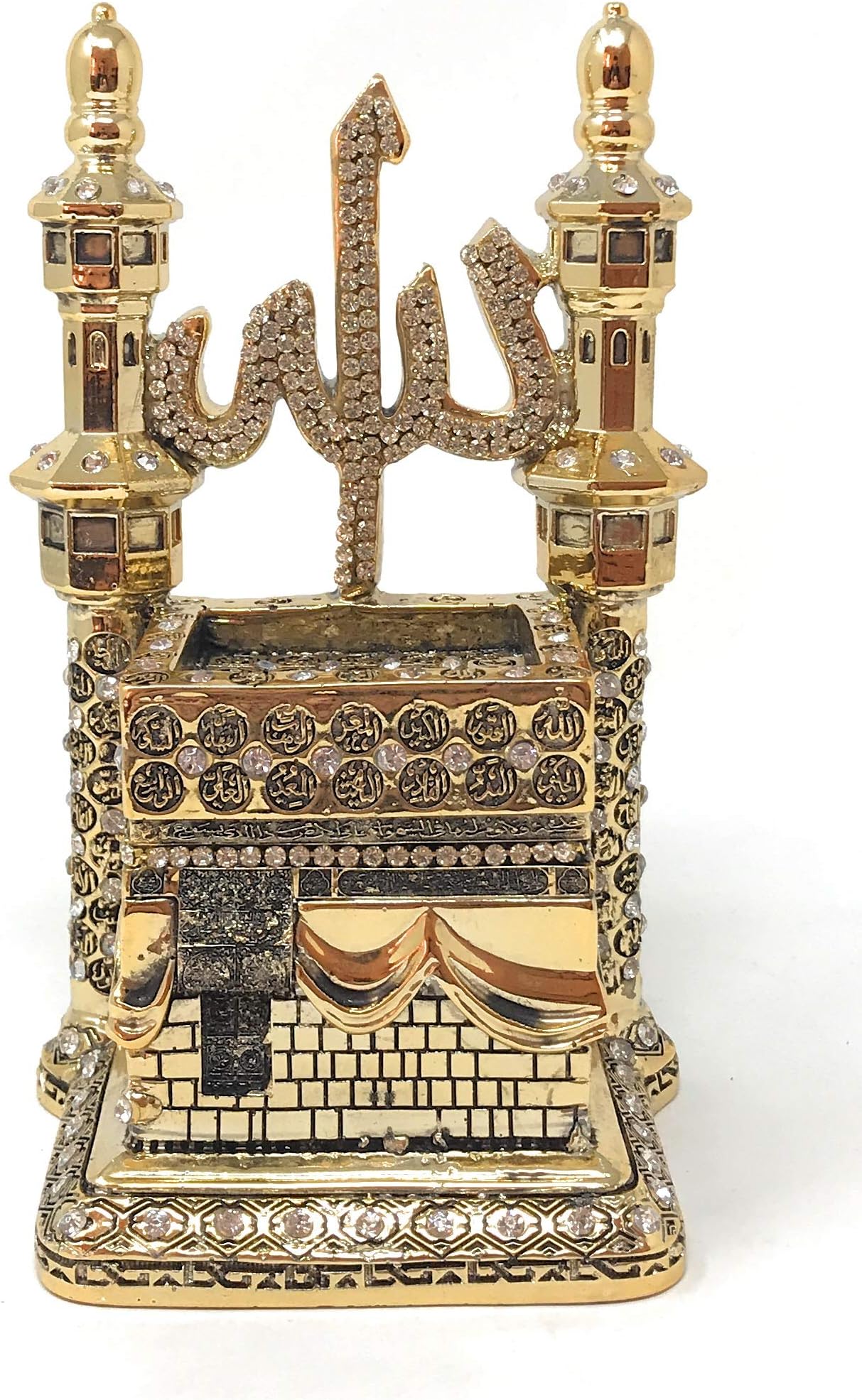 Yagmurcan Kaba Minaret and Allah Name Home Table Decor Kaaba Replica Model Kabah Showpiece Ornament Eid Gift