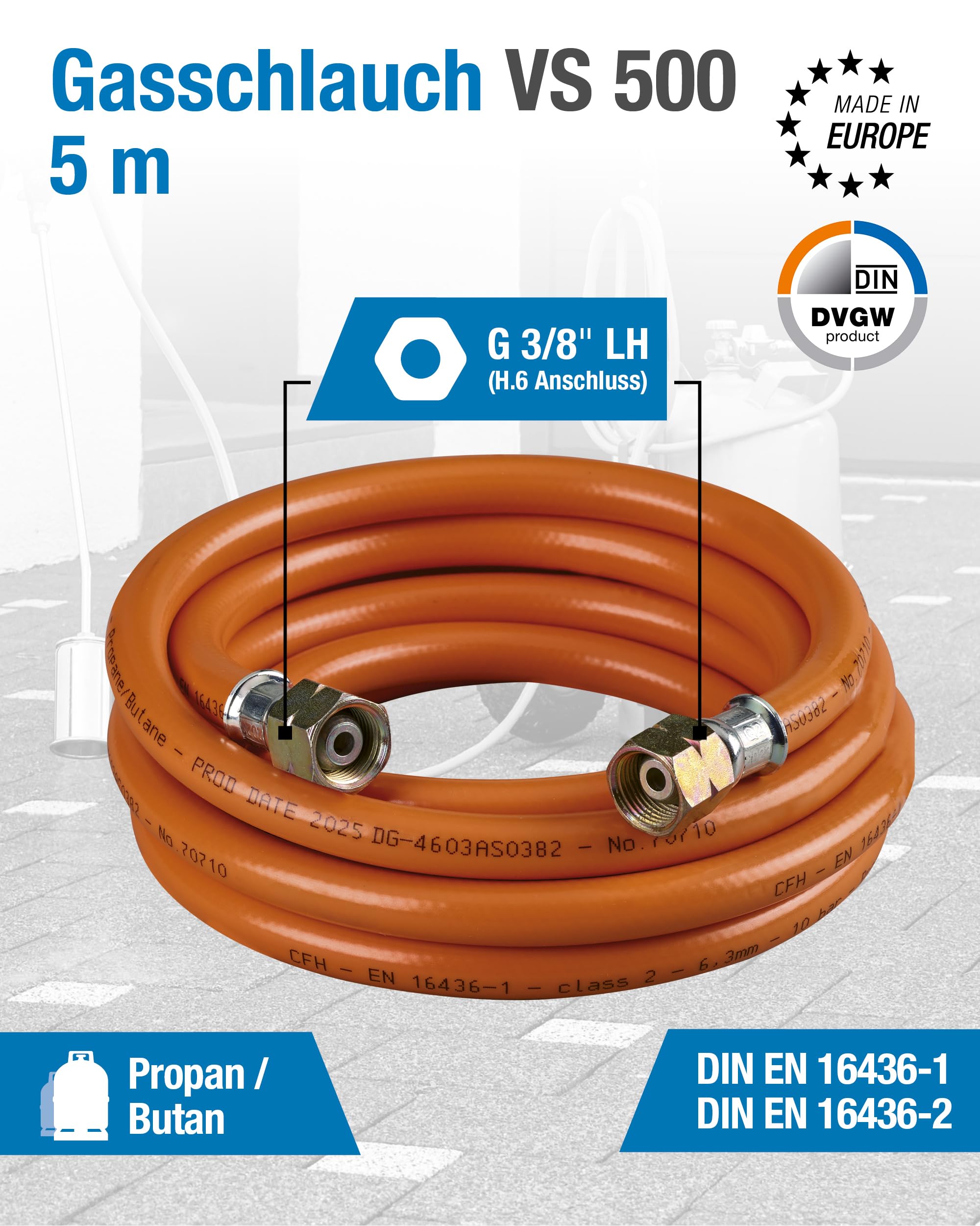 1,5m Gasschlauch Gas Schlauch G 3/8 Links x 1/2 Links Propangasschlauch 1,5m Gasschlauch Gas Schlauch G 3/8 Links x 1/2 Links Propangasschlauch