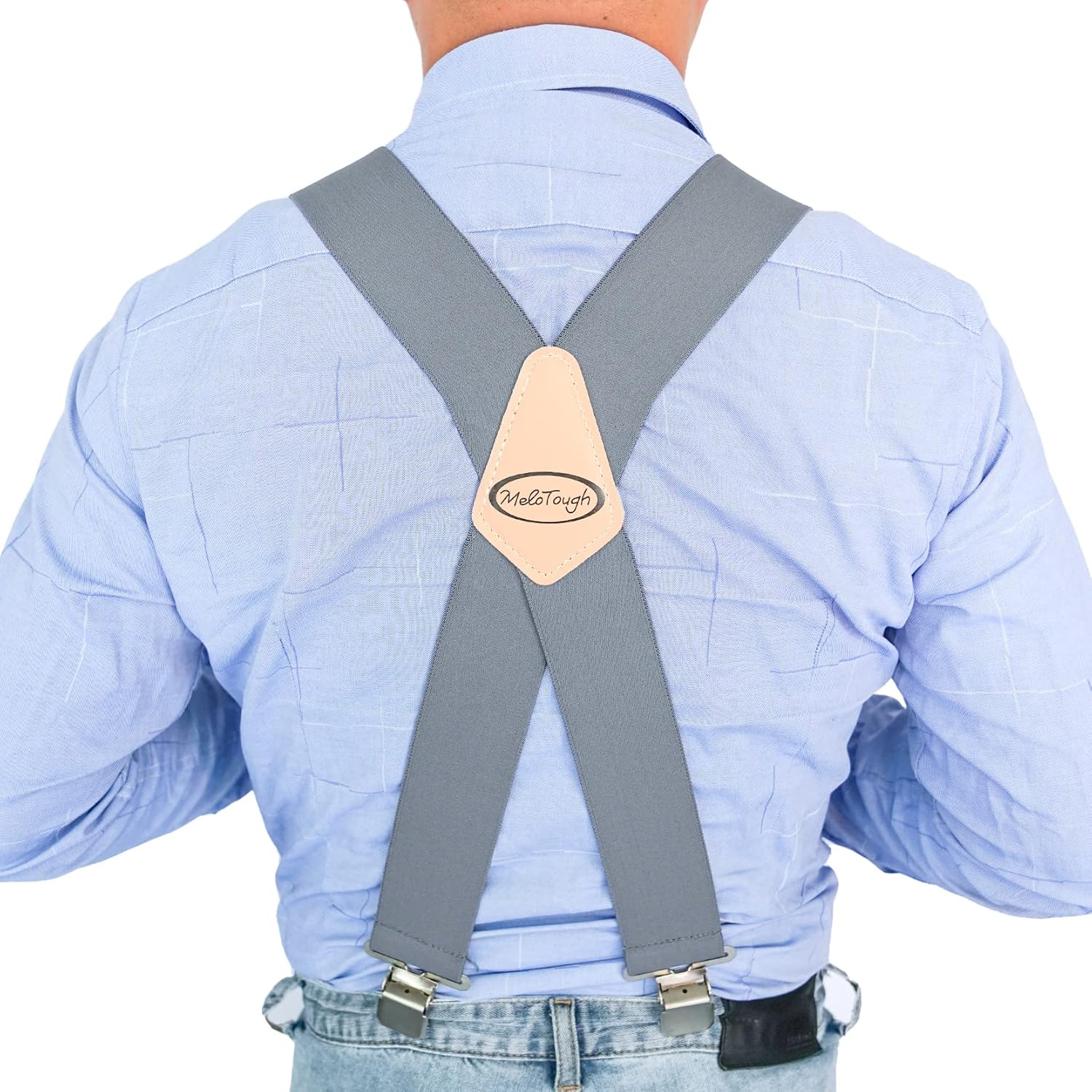 MELOTOUGH Men's Suspenders Fully Elastic 2 inch Wide X back Heavy Duty Work Suspenders - Image 7