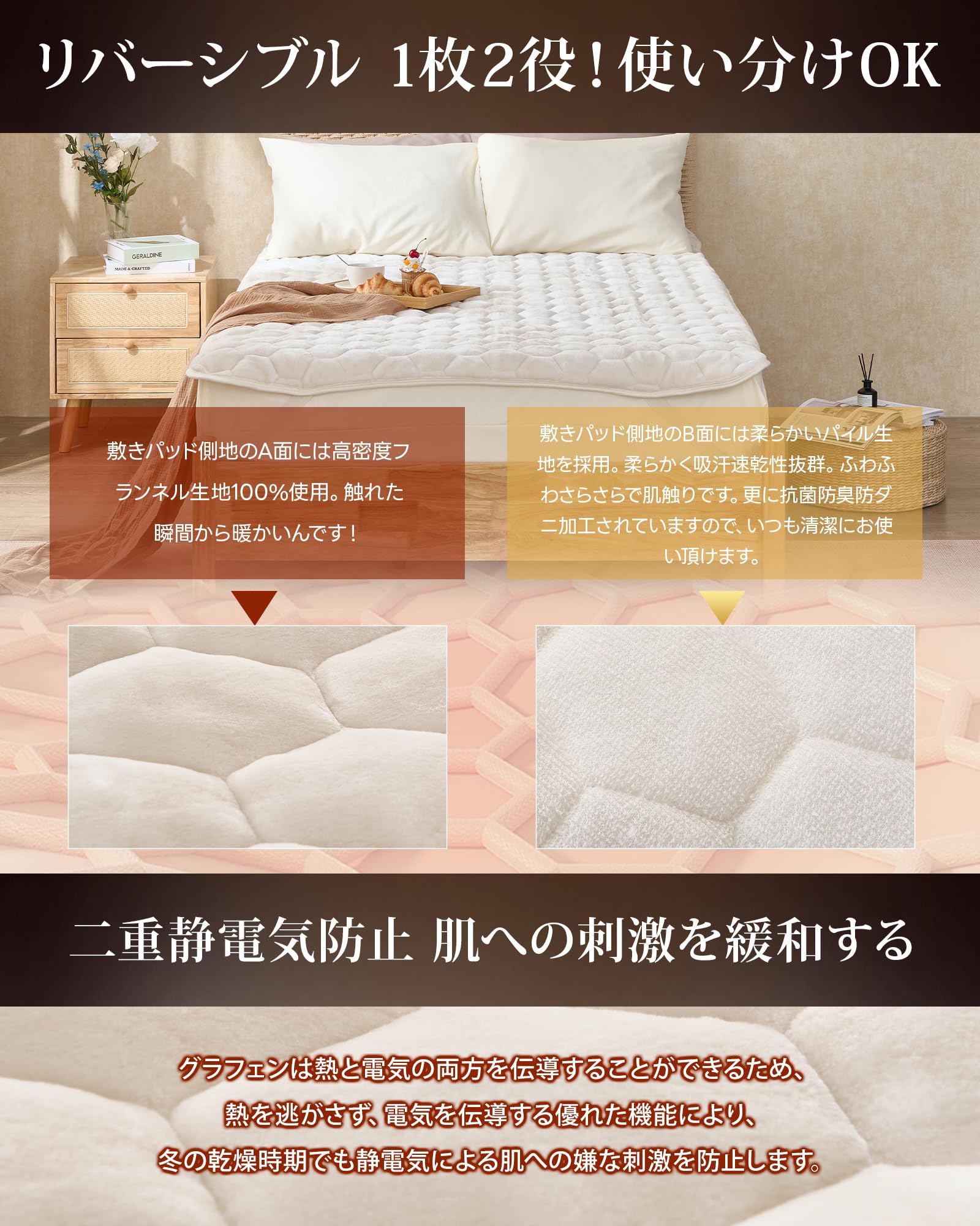 Amazon｜Fuwawa 敷きパッド シングル 冬 極厚 【グラフェンxアルミ