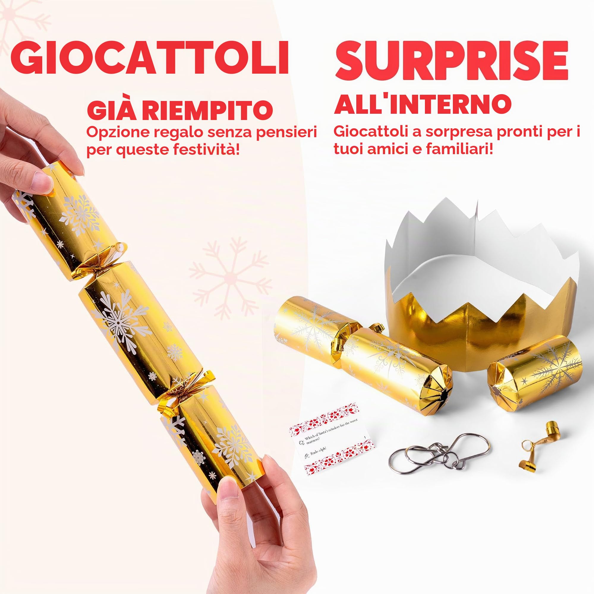 JOYIN Confezione da 12 bomboniere natalizie con fiocco di neve, color oro, con design a fiocco di neve, per bambini e adulti, feste di Natale, cene e vacanze
